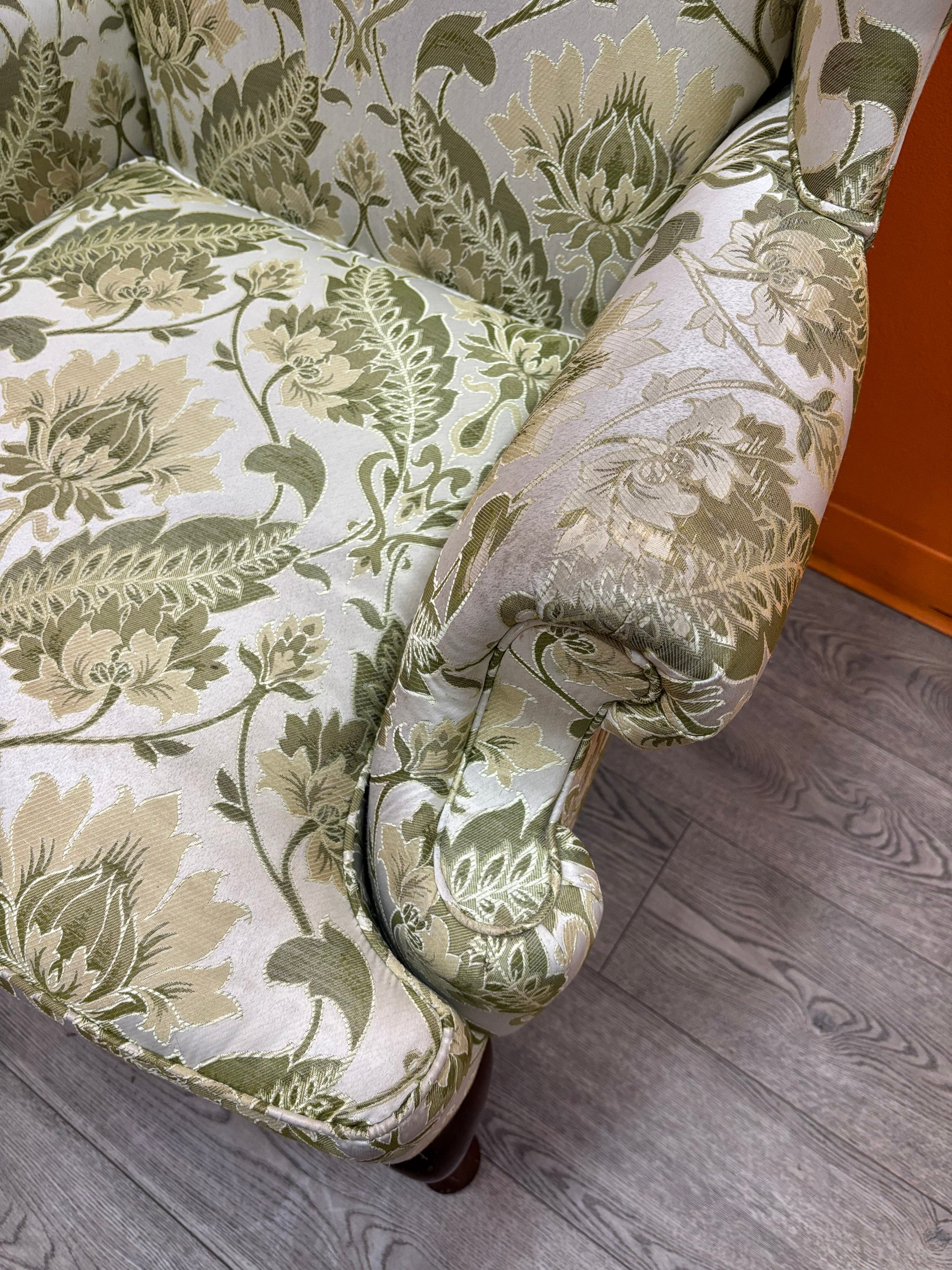 Green Floral Wingback Chair