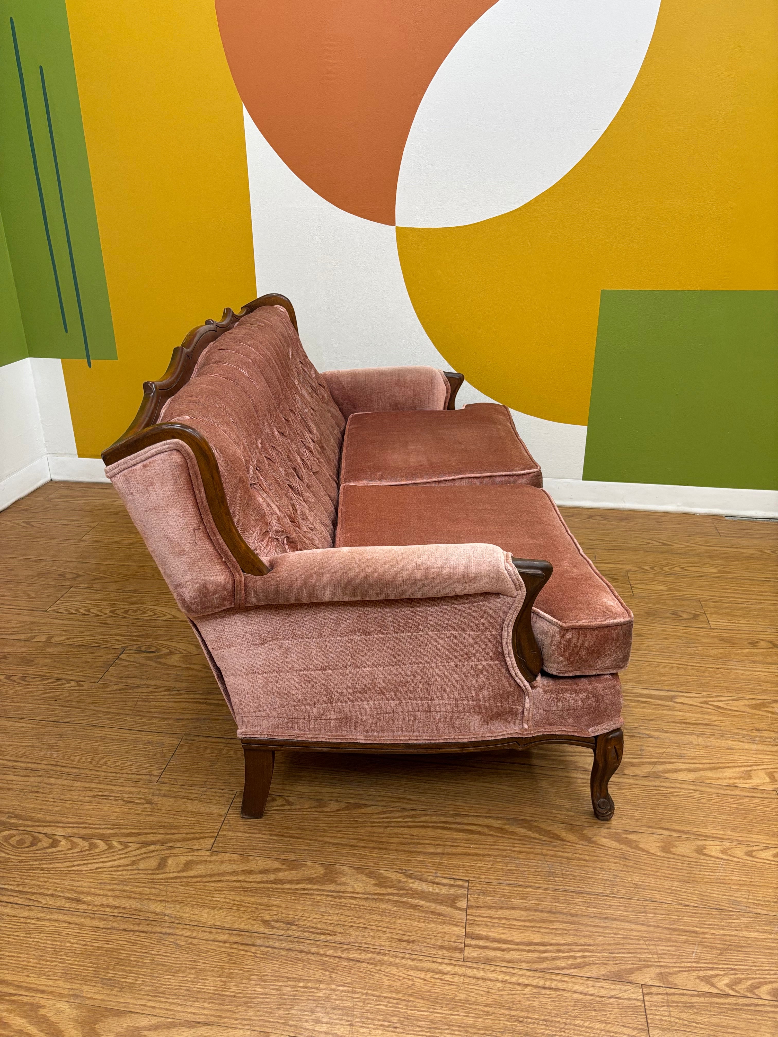 Tufted Pink Loveseat