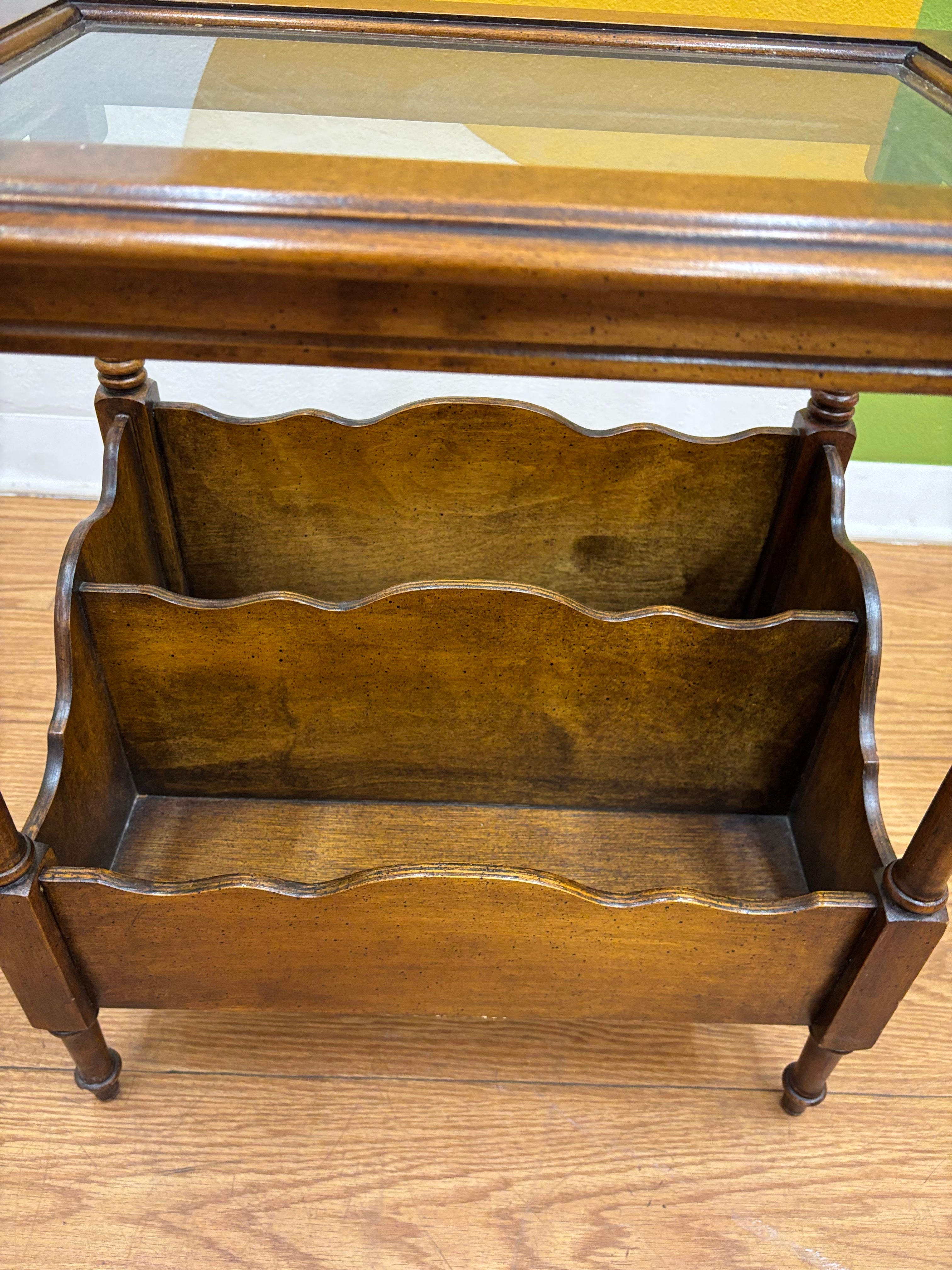 Wood Side Table with Bottom Storage