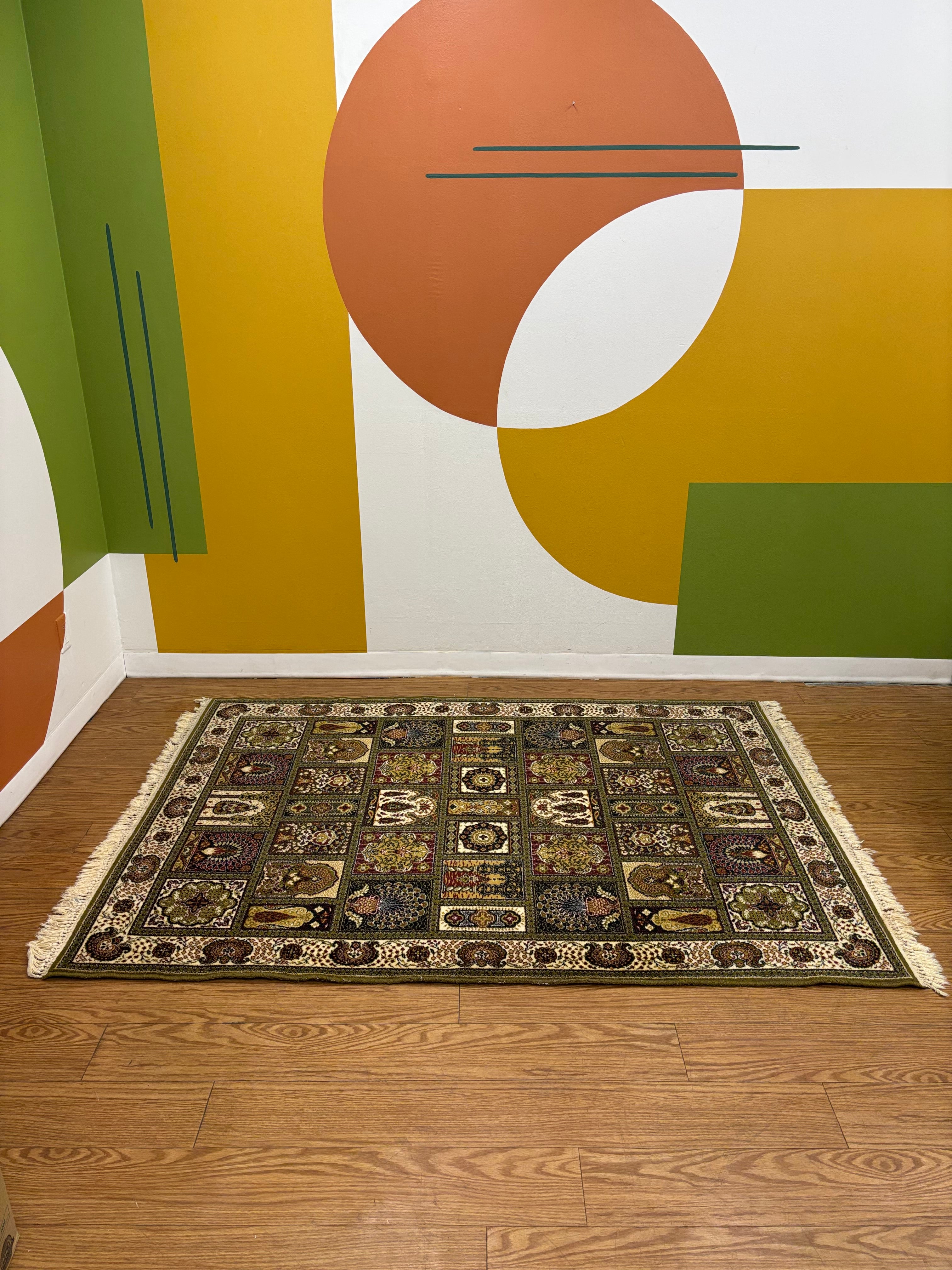 Green Grid Rug