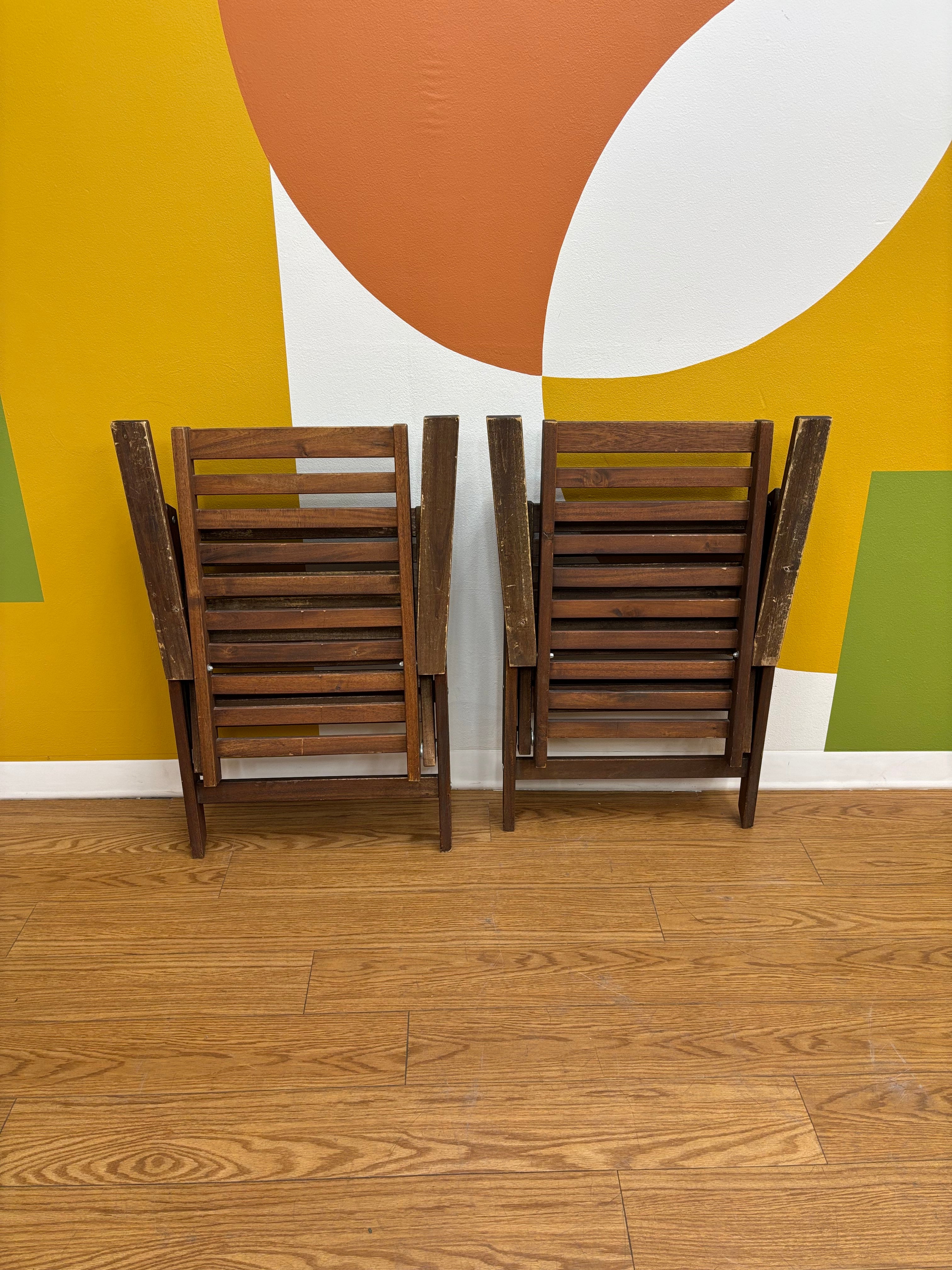 (2) Wood Folding Reclining Chairs