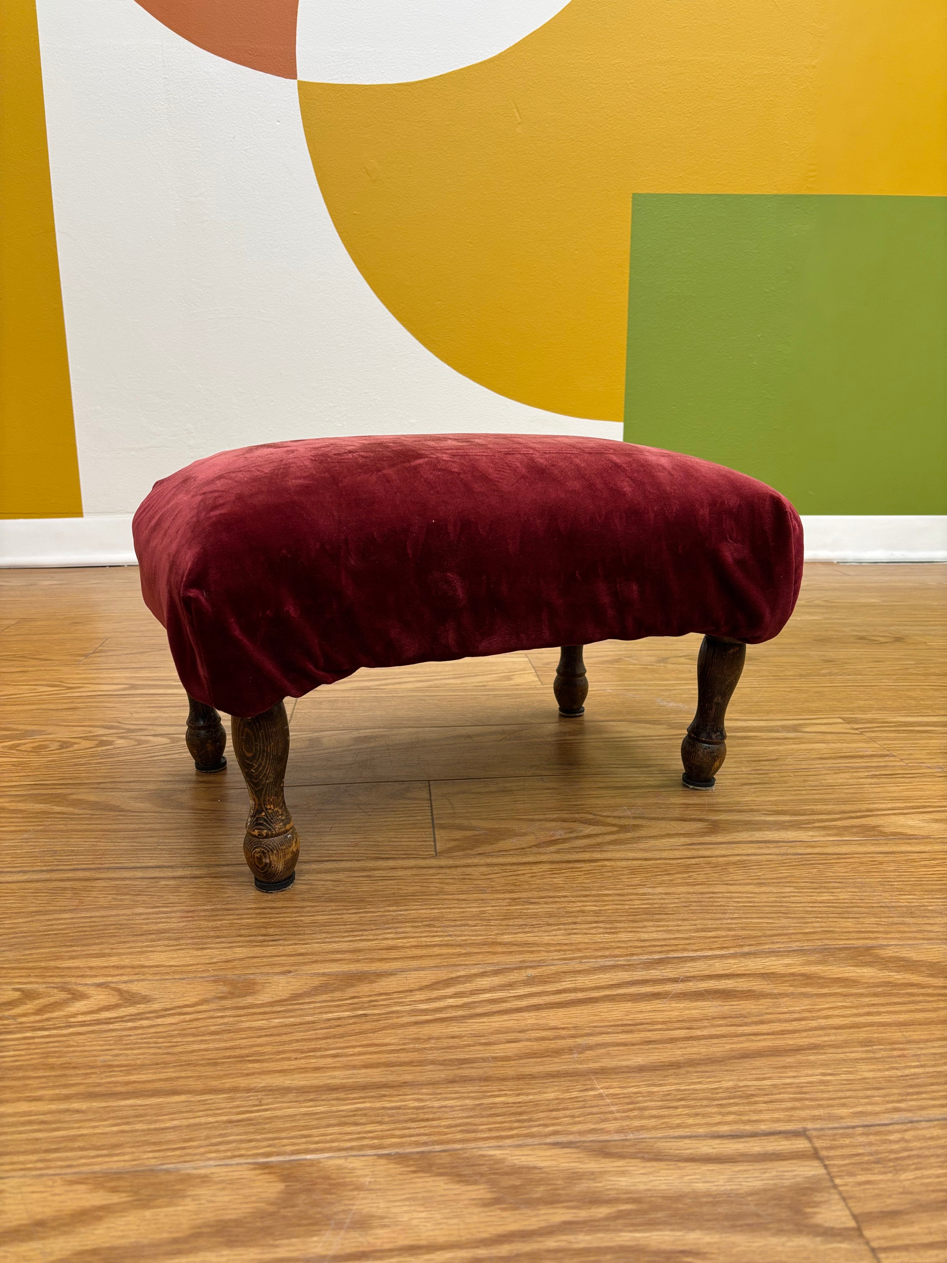 Red Velvet Footstool