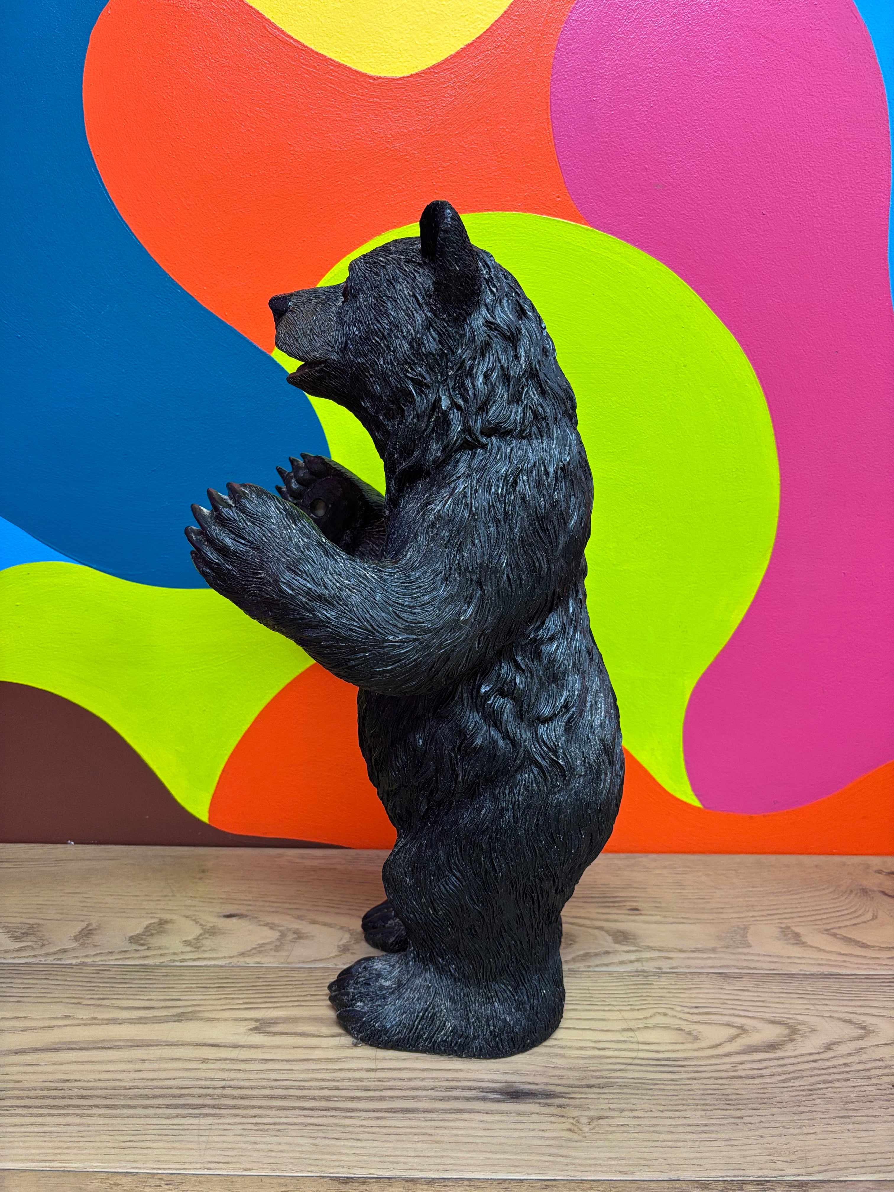 Small Standing Black Bear Toilet Paper Holder