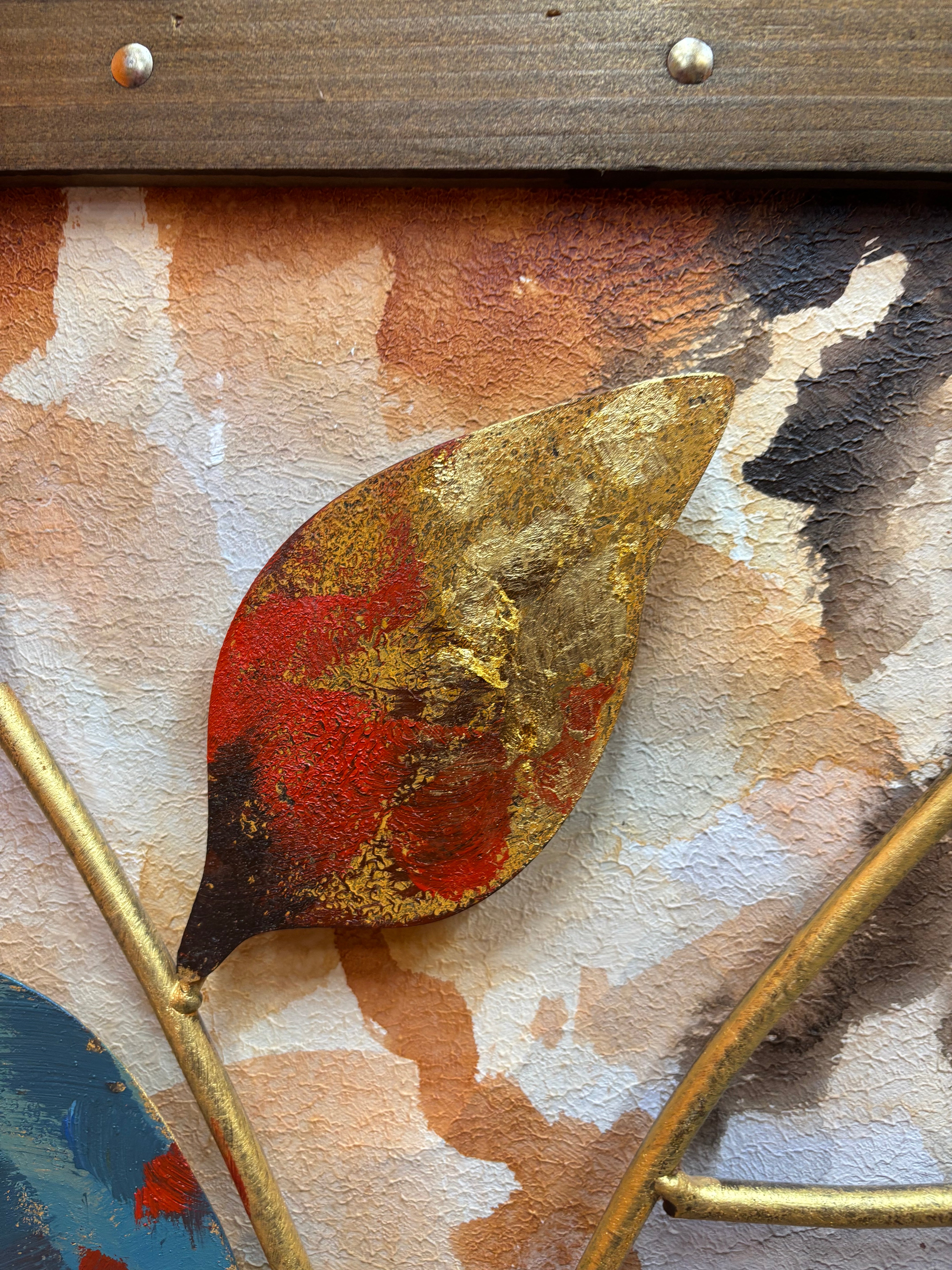 Colorful Metal Leaf Canvas