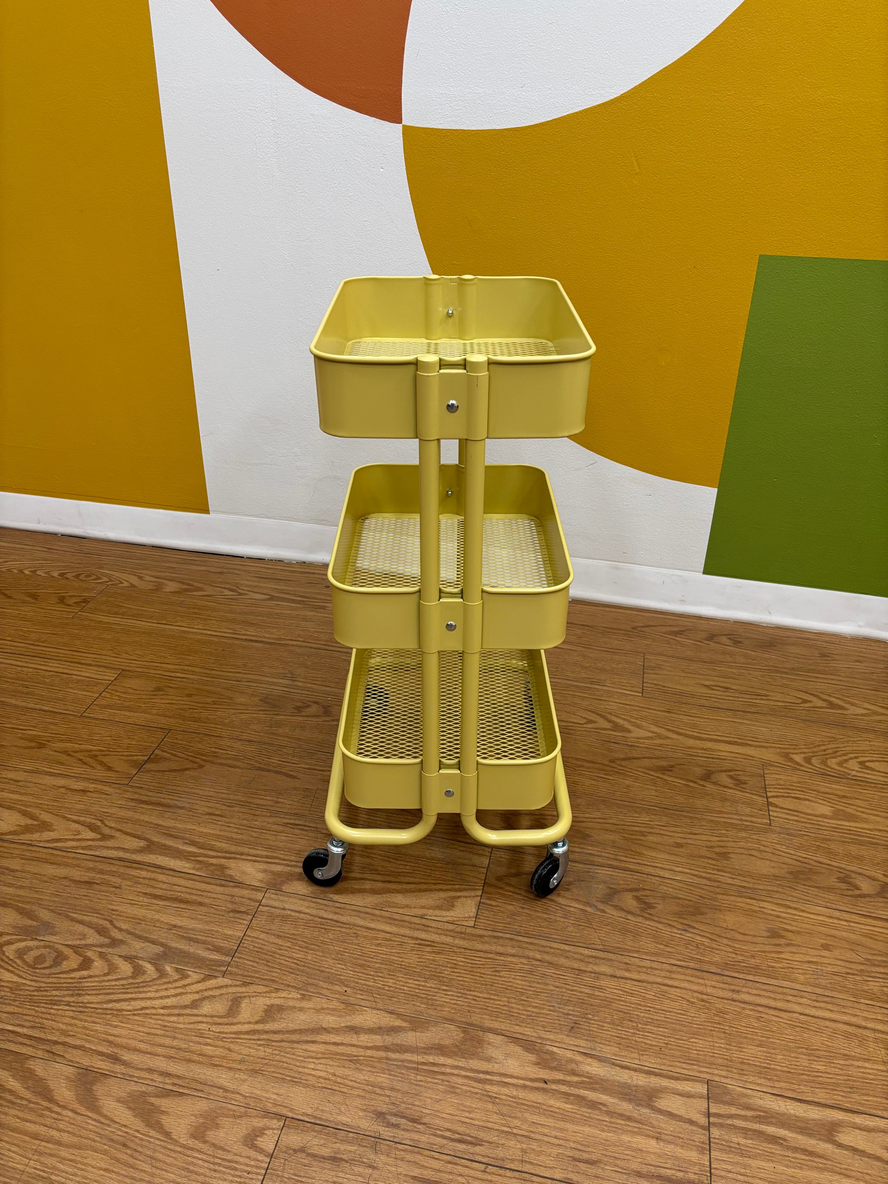 Yellow 3-Tier Rolling Cart