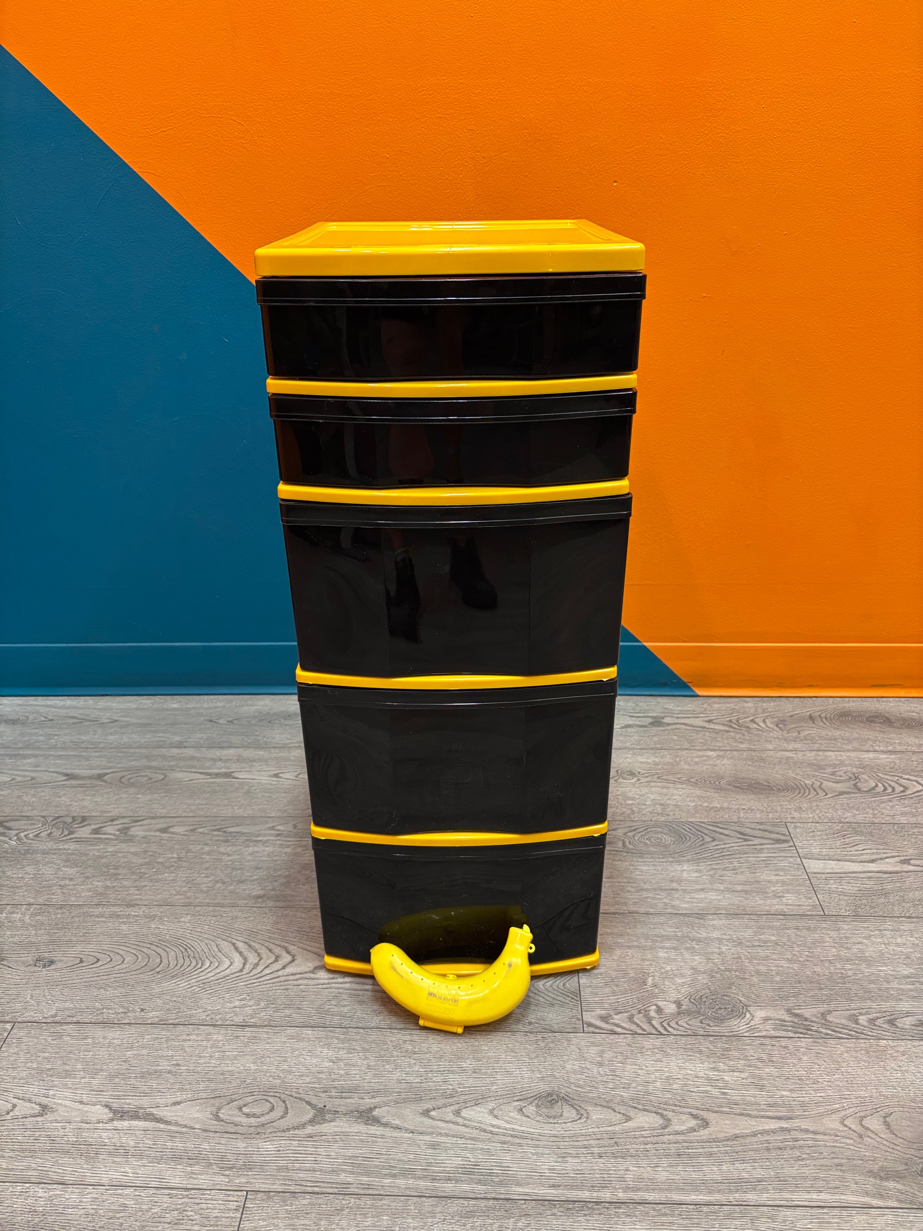 Black & Yellow Plastic Drawers