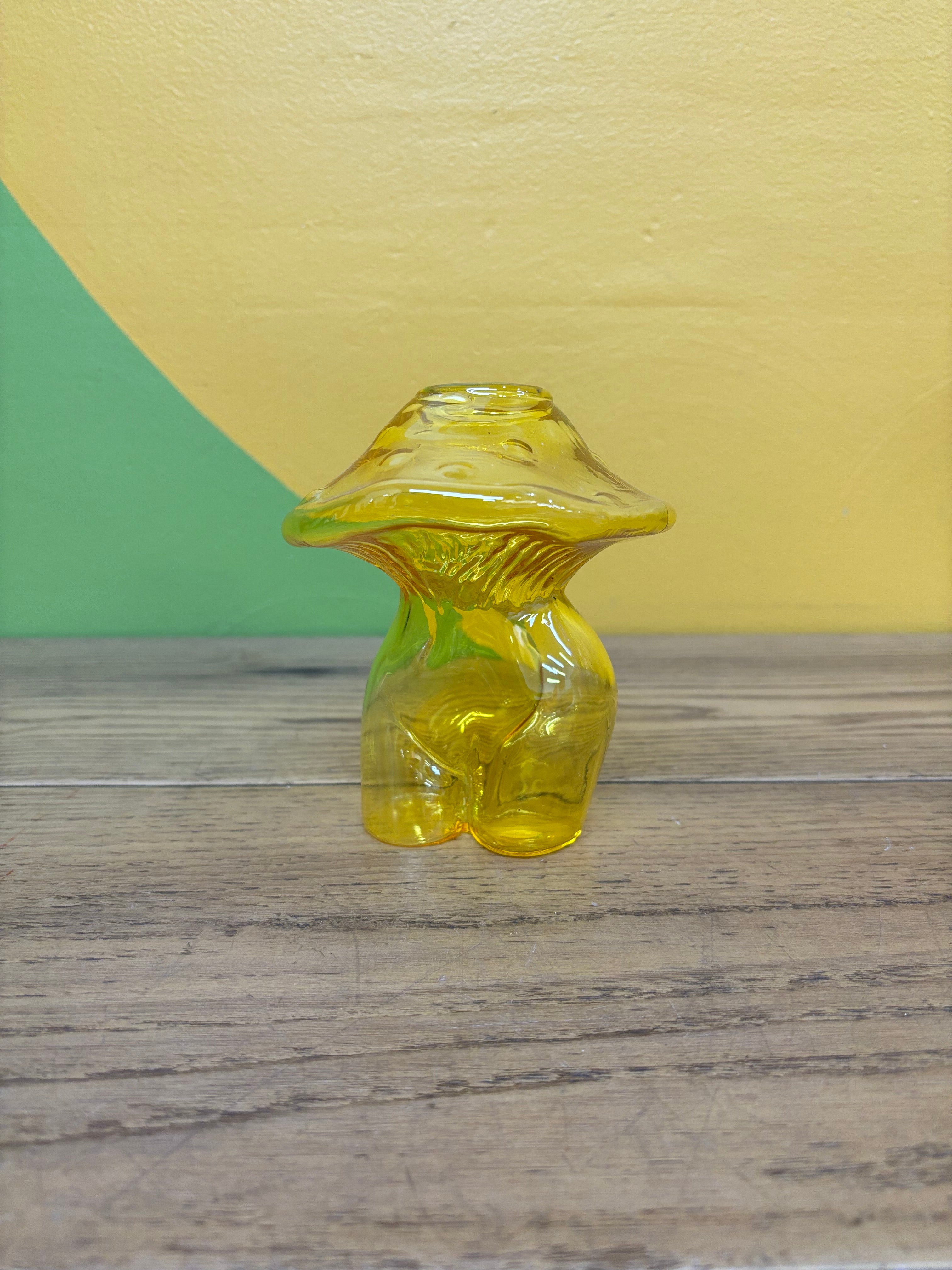 Yellow Glass Mushroom Vase
