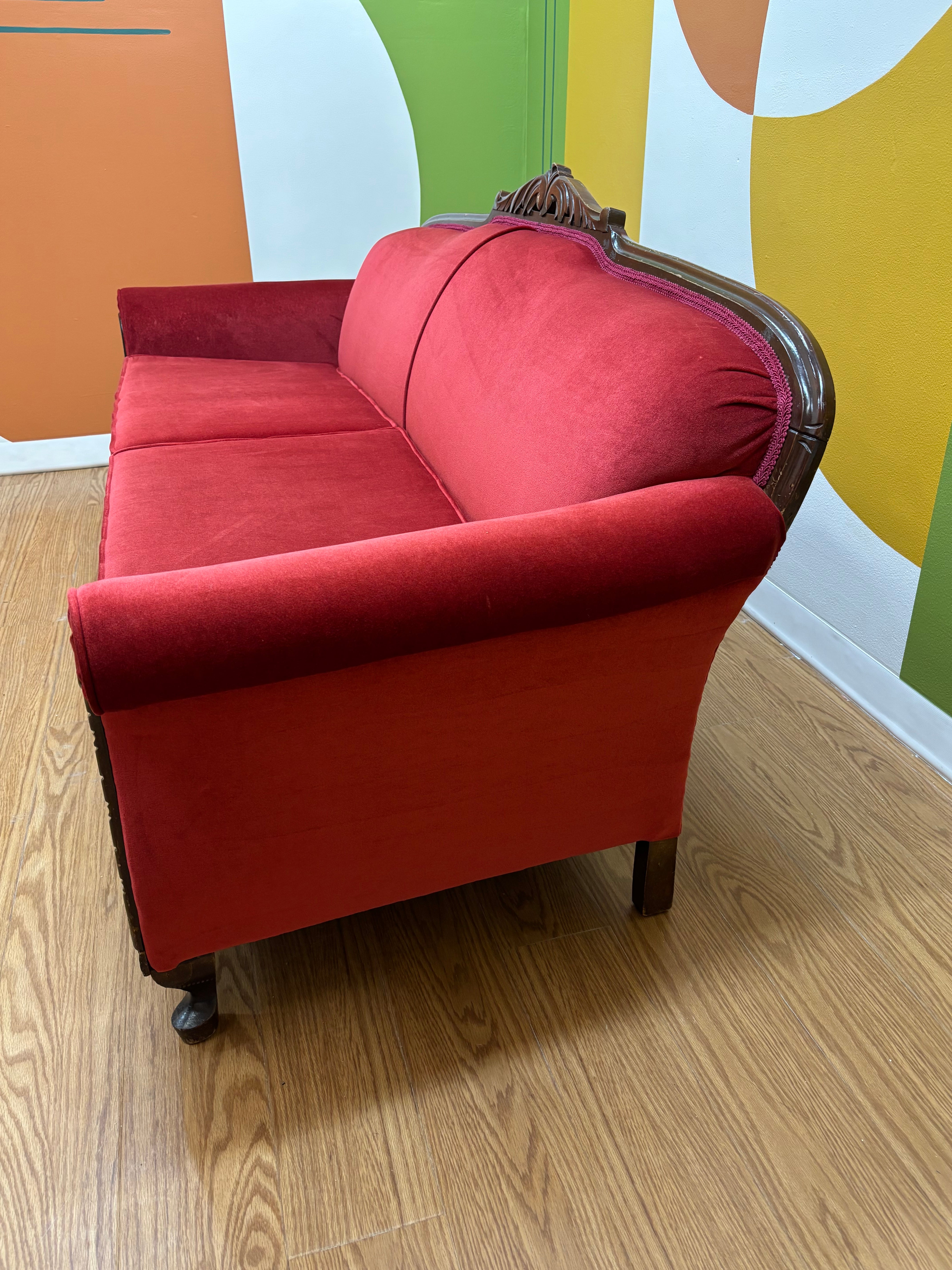 Red Velour Sofa