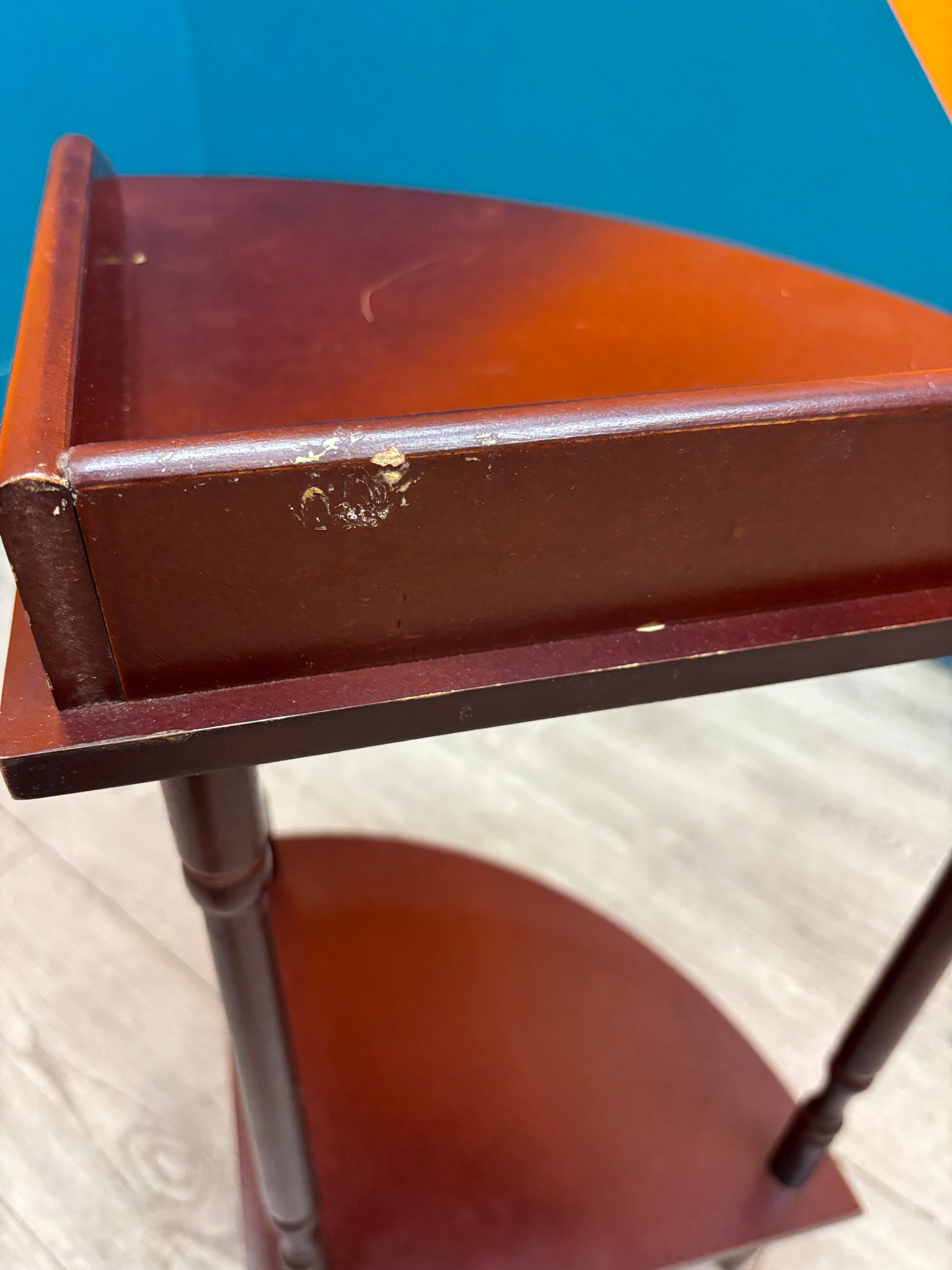 Small Wood 2 Tier Corner Shelf