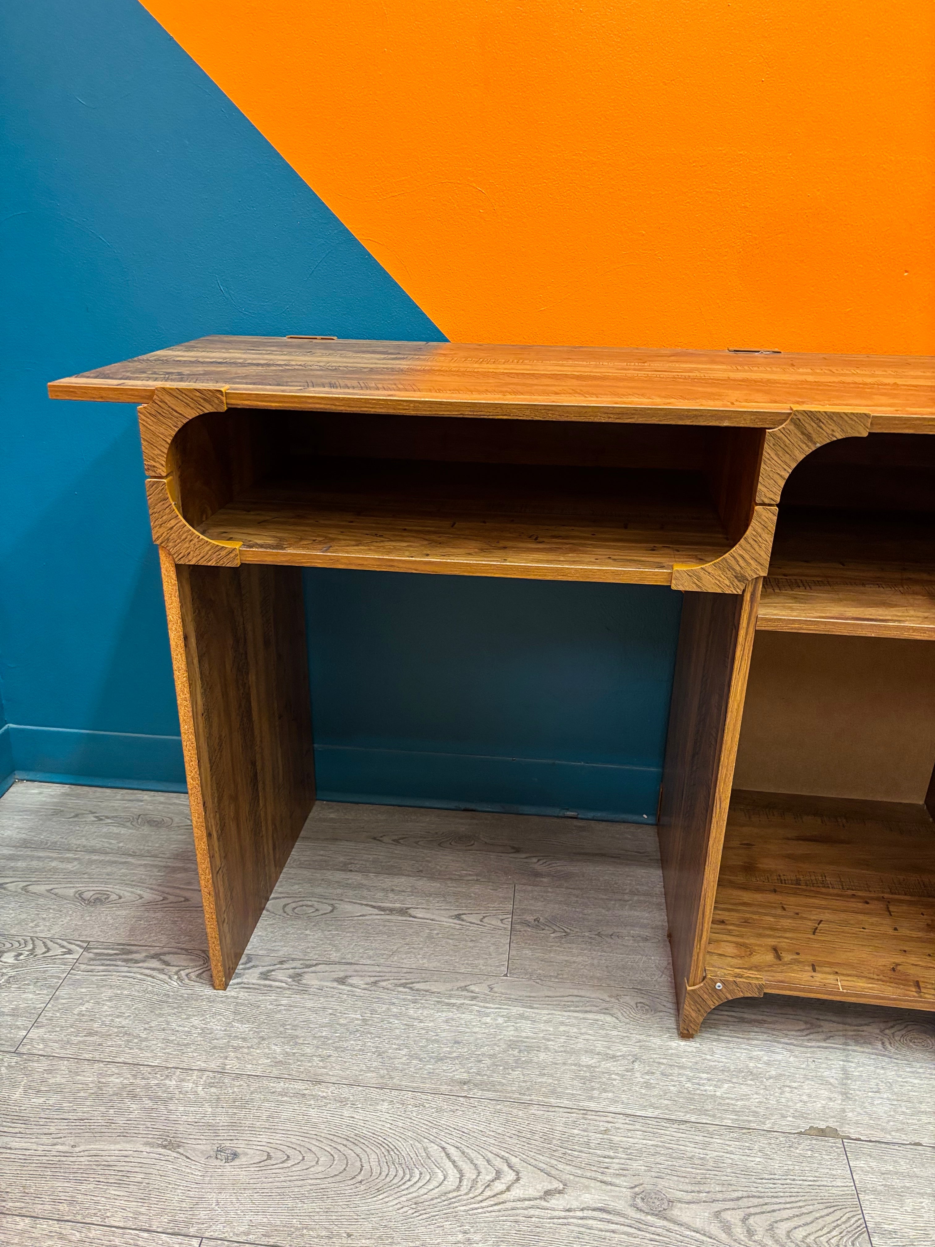 Wood Desk with Storage Cubbies