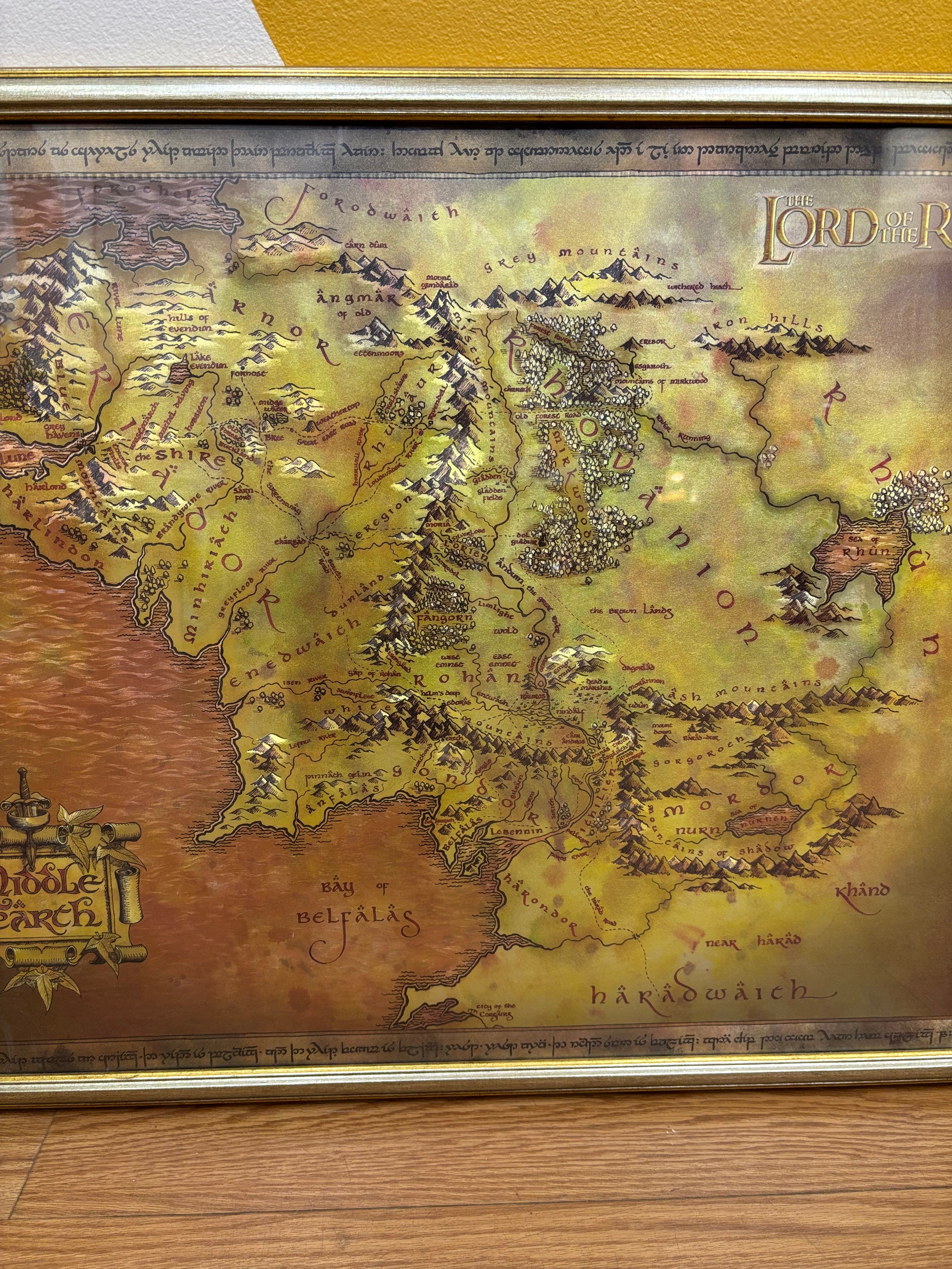 Framed Lord of the Rings Middle Earth Map