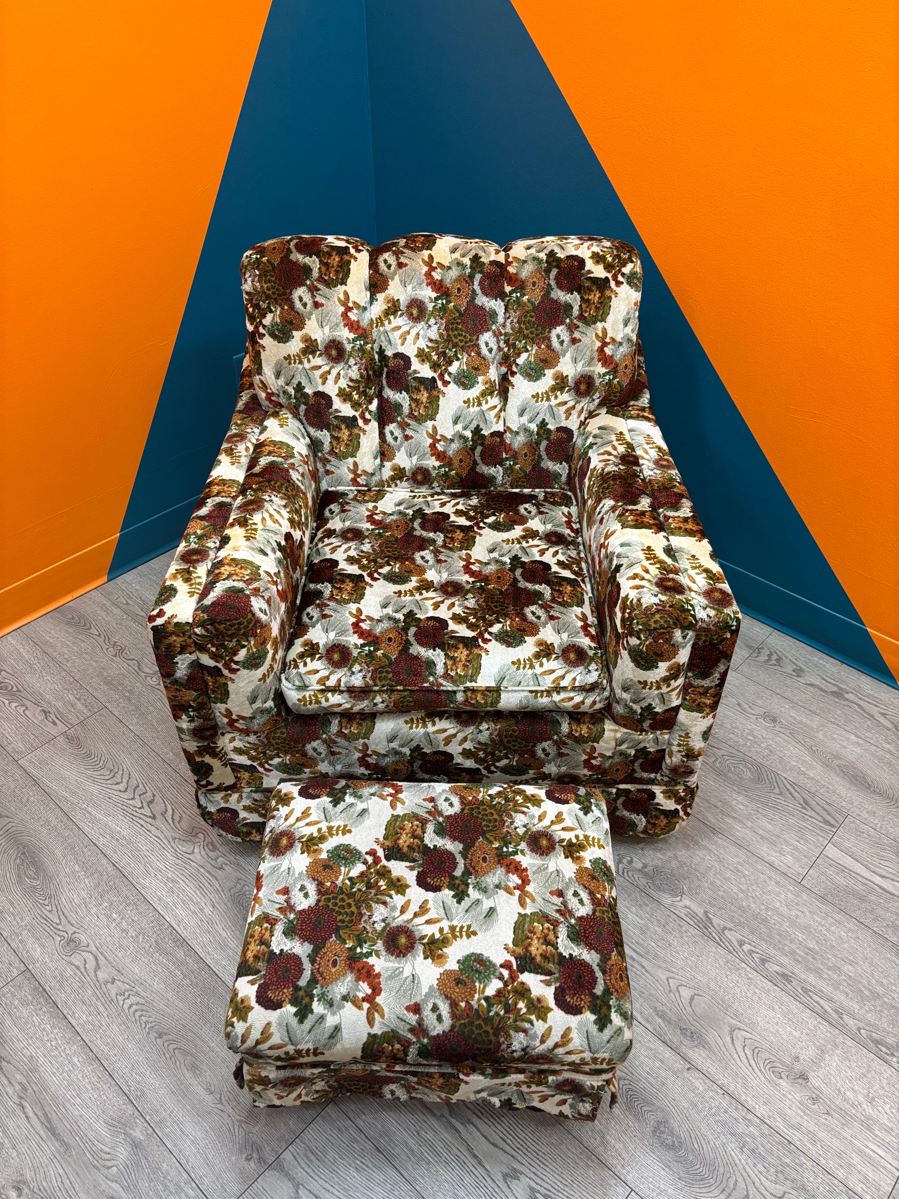 Floral Armchair & Ottoman