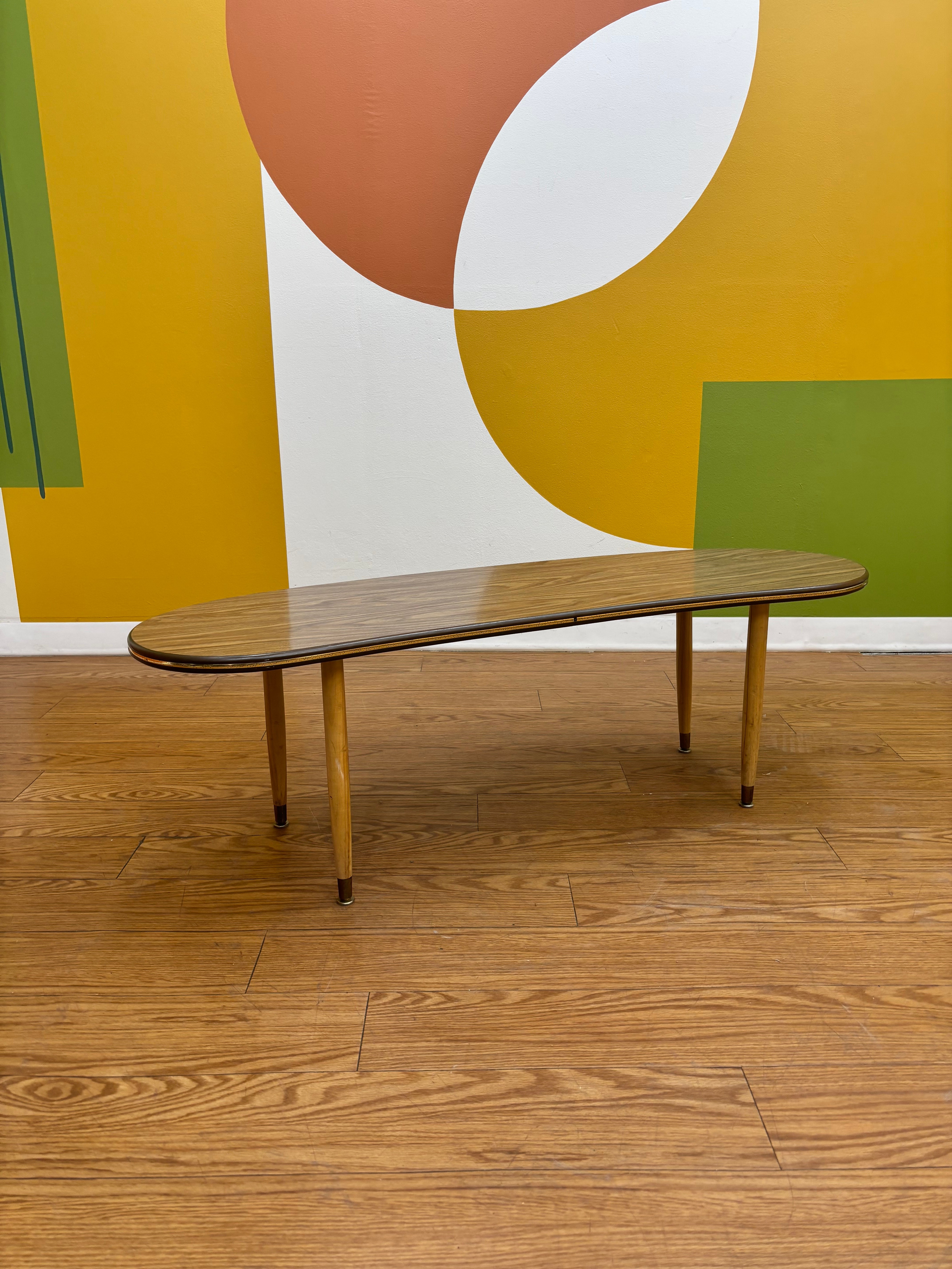 Wood Kidney-Shaped Coffee Table