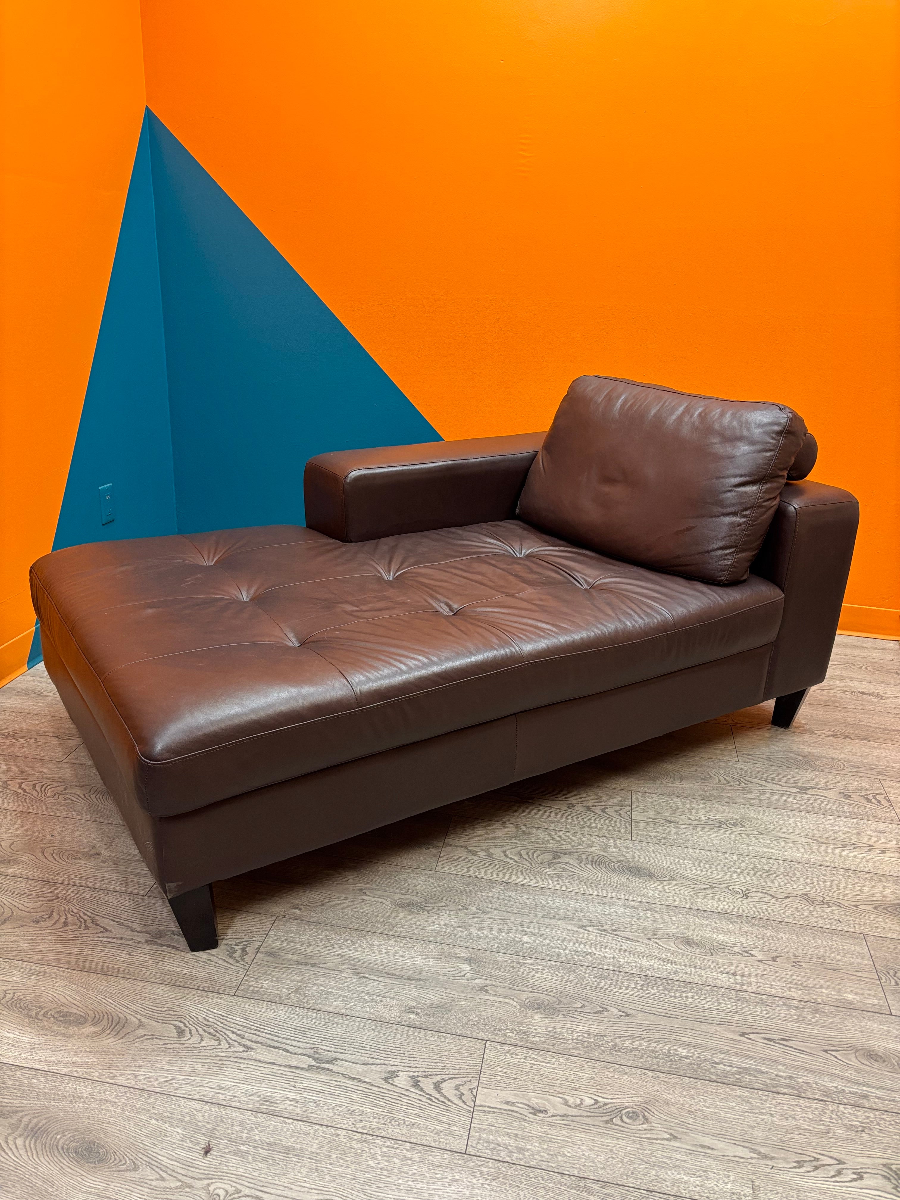 Brown Pleather Chaise Lounge