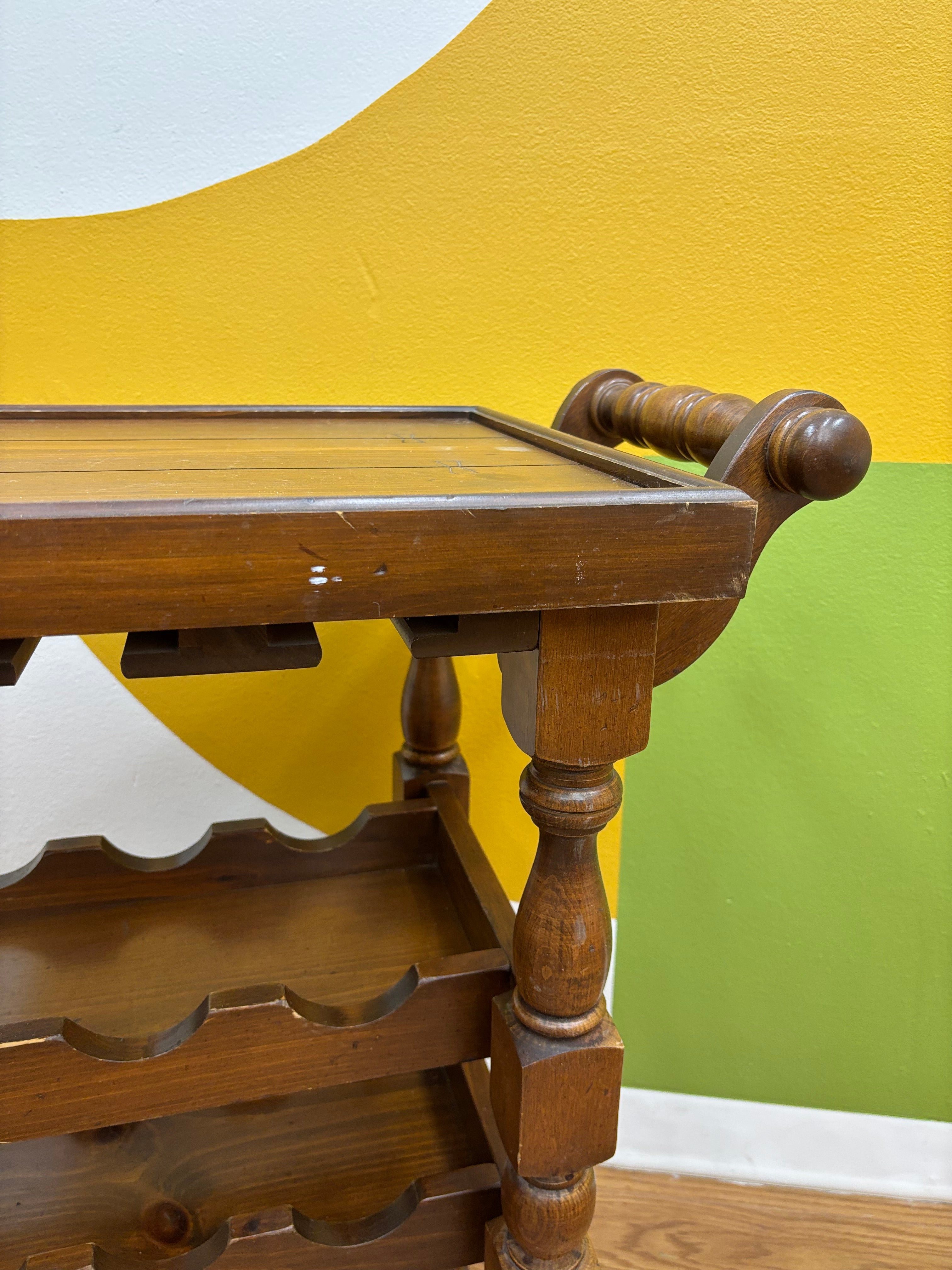 Rolling Wood Bar Cart
