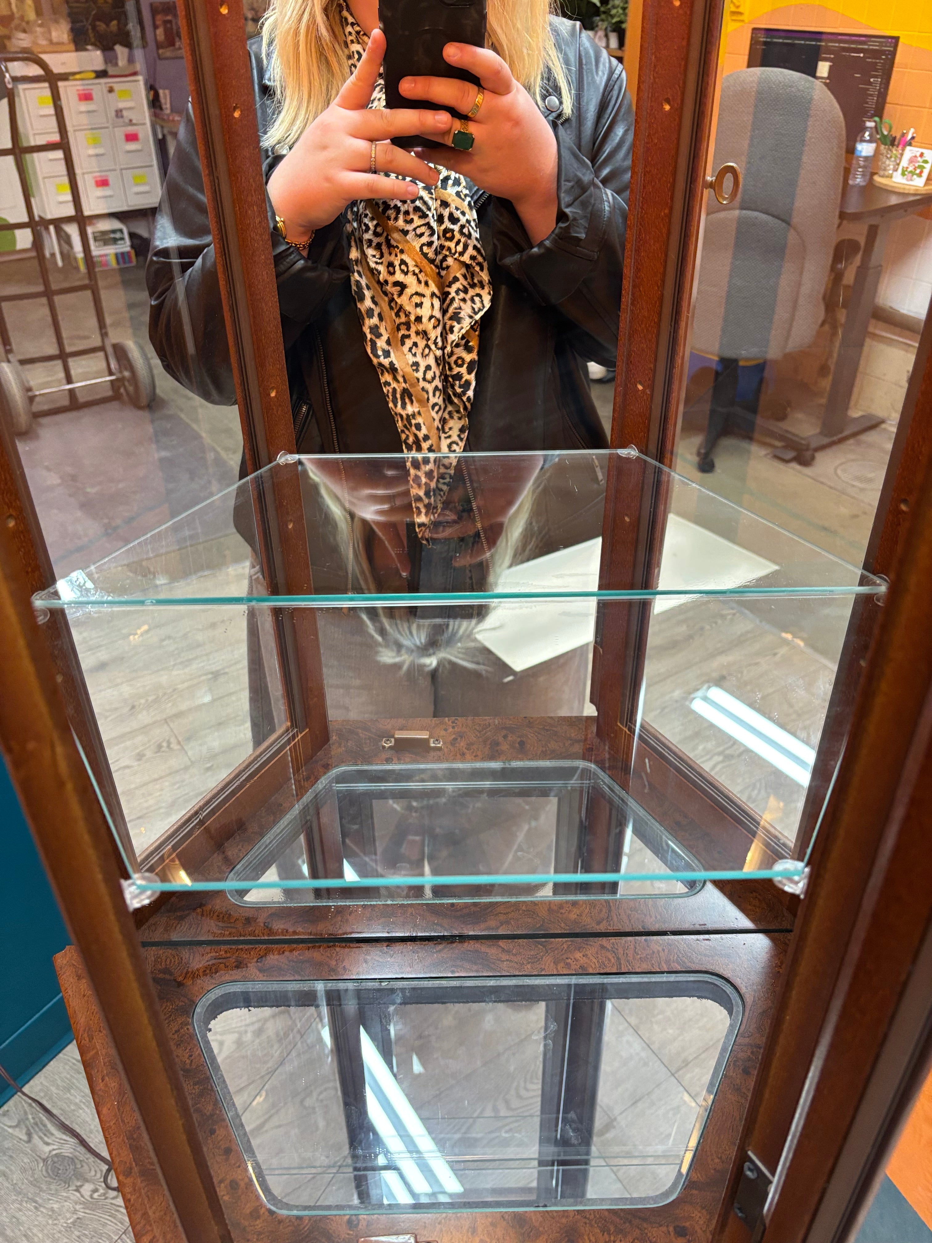 Light Up Wood and Glass Display Cabinet
