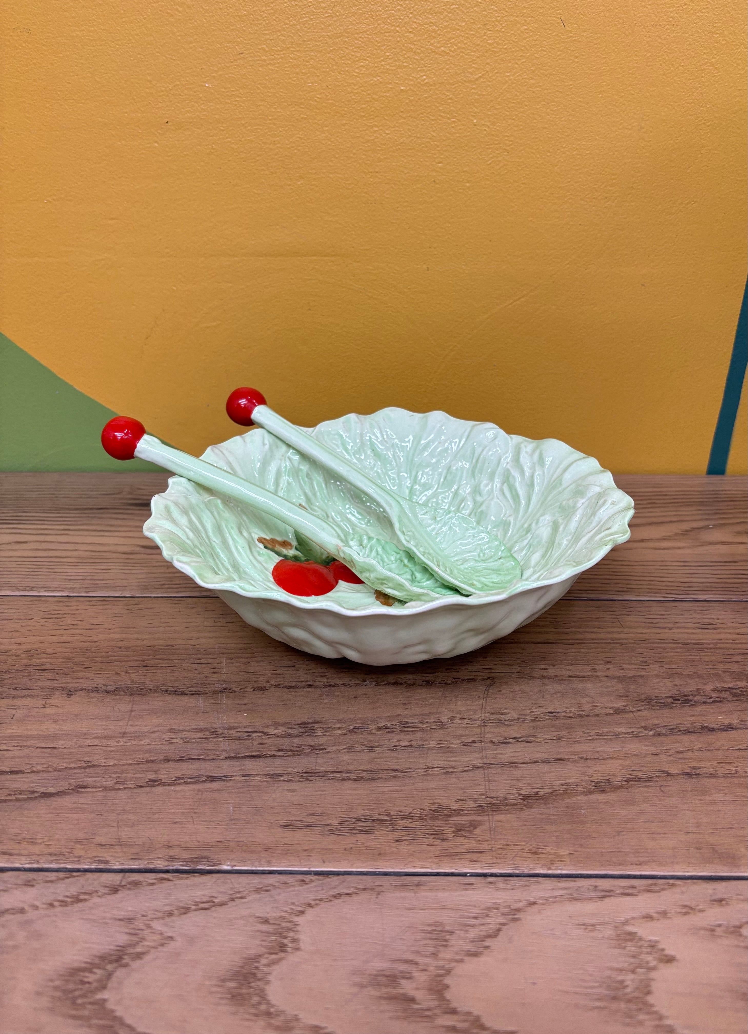 Lettuce Salad Bowl with Utensils