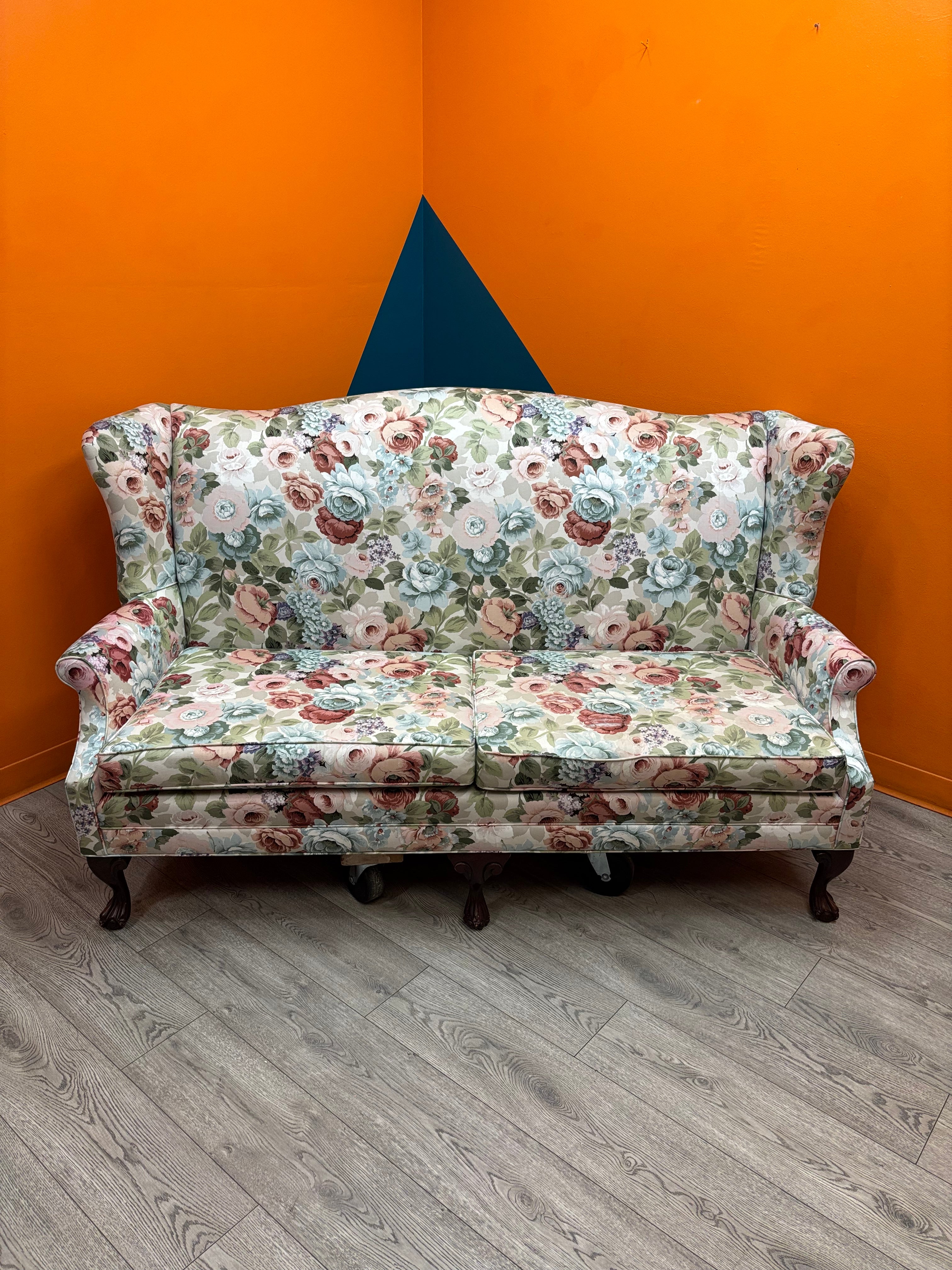 Floral Wingback Loveseat