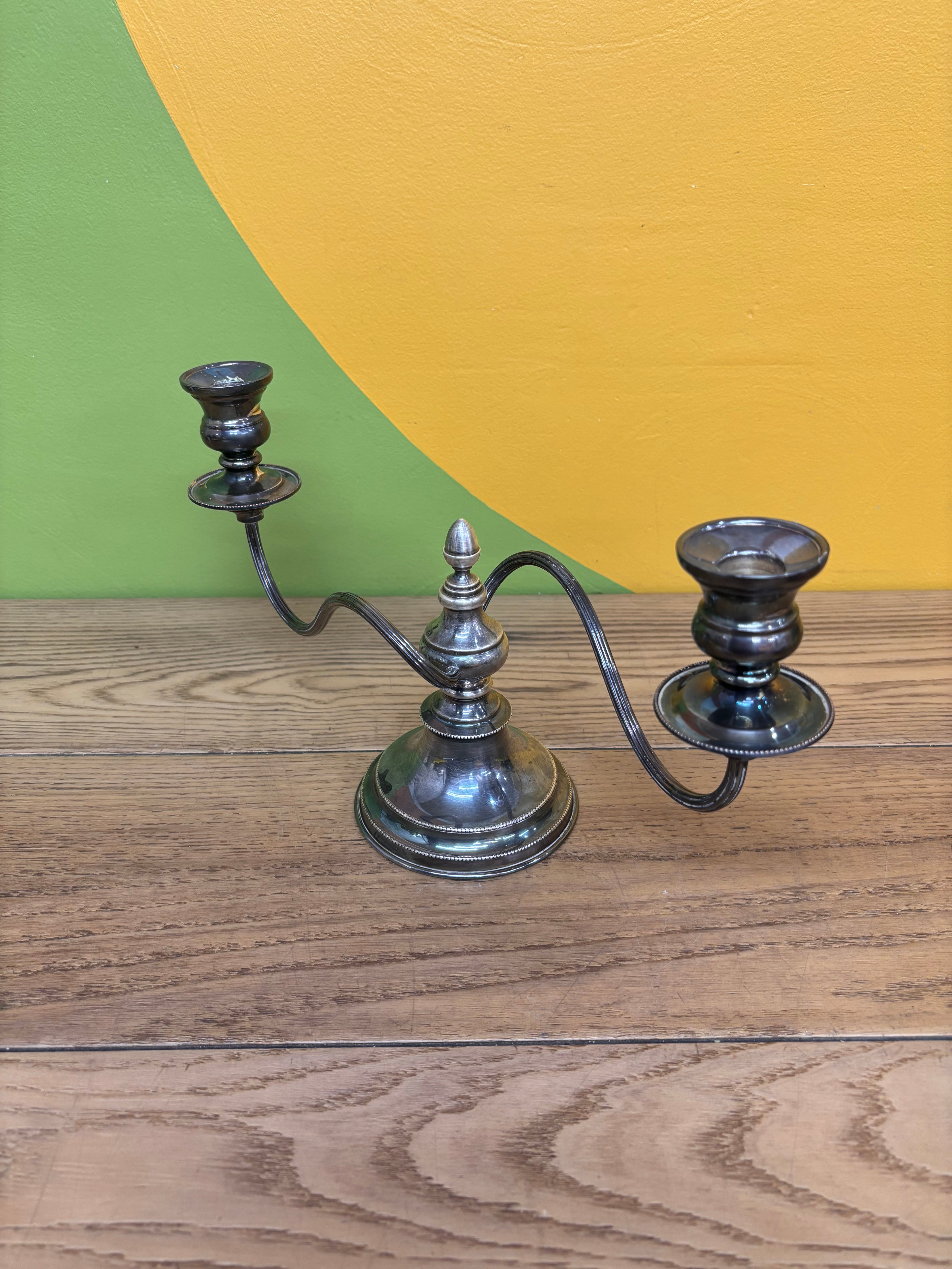 Silver Two-Arm Candelabra