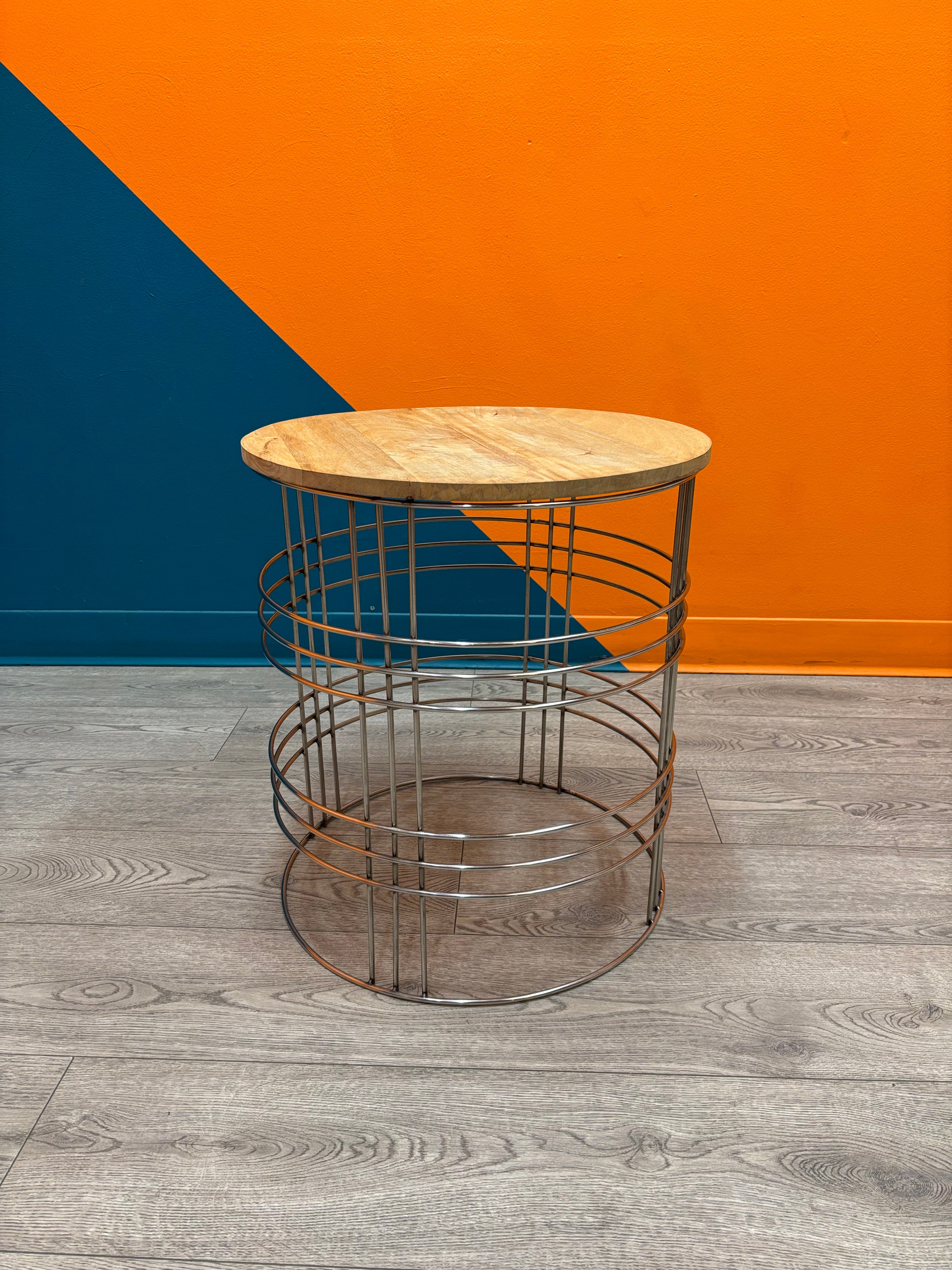 Small Wood and Metal Side Table