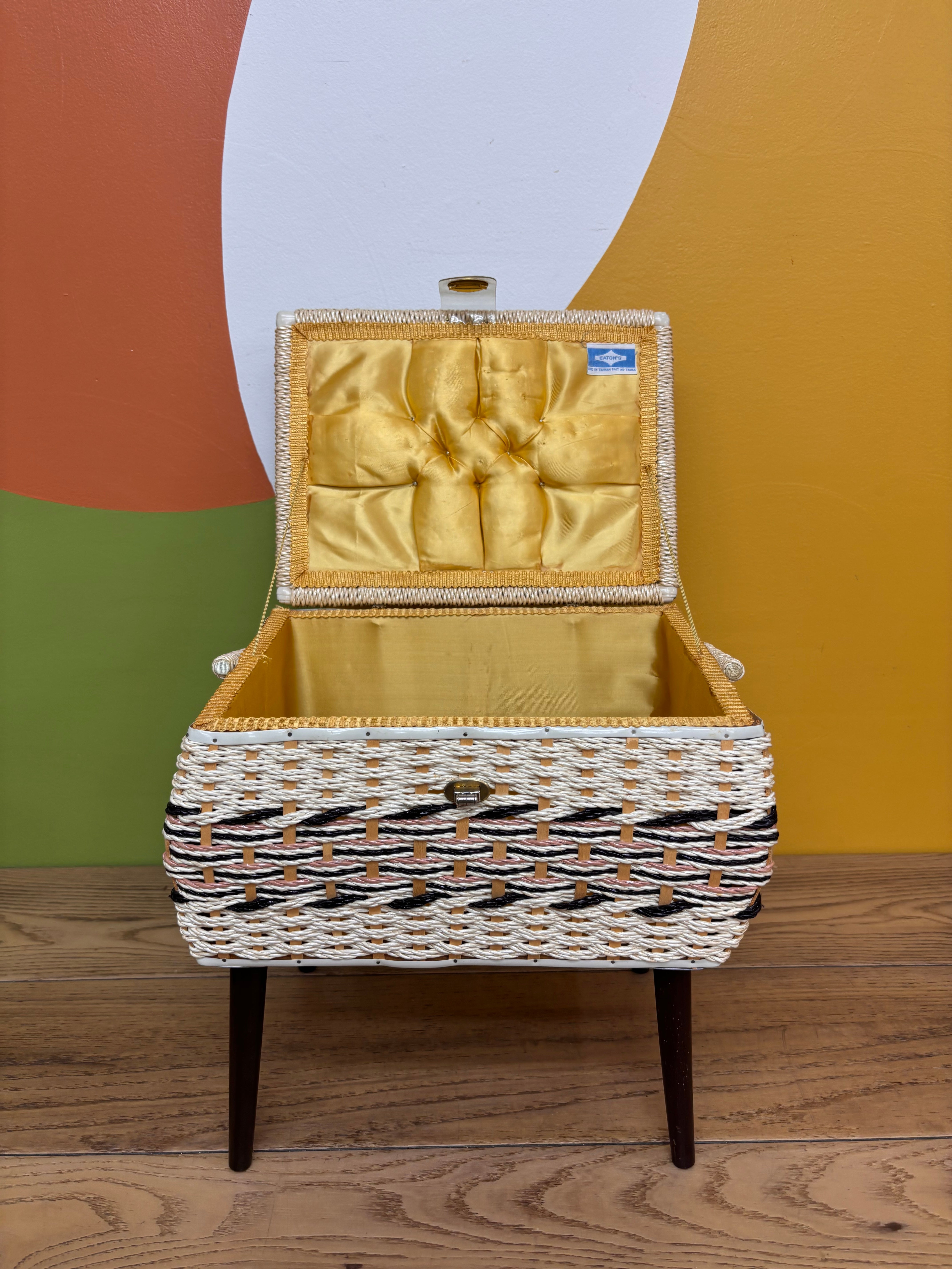 Wicker Fabric Tapestry Sewing Basket