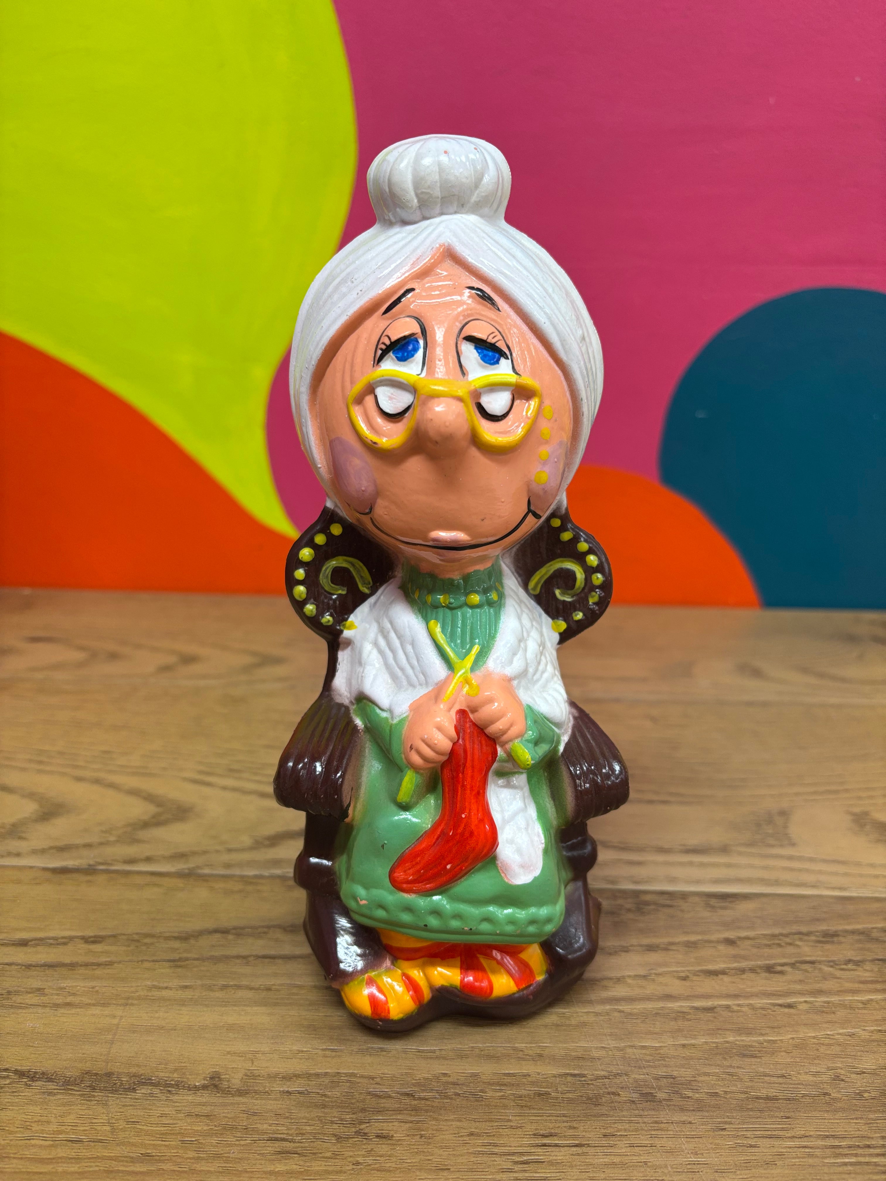 Lady Knitting Coin Bank
