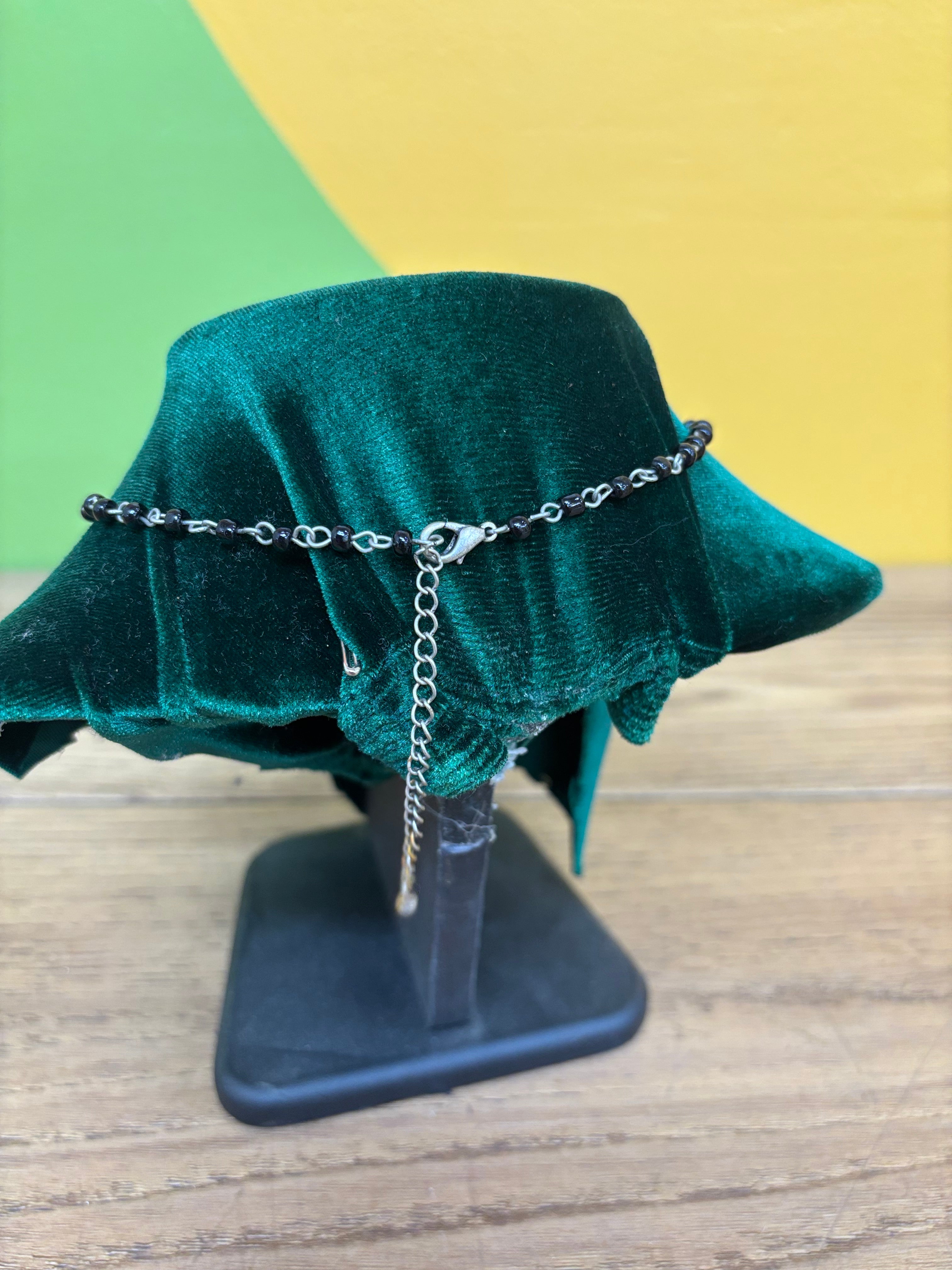Black Beaded Pendant Necklace