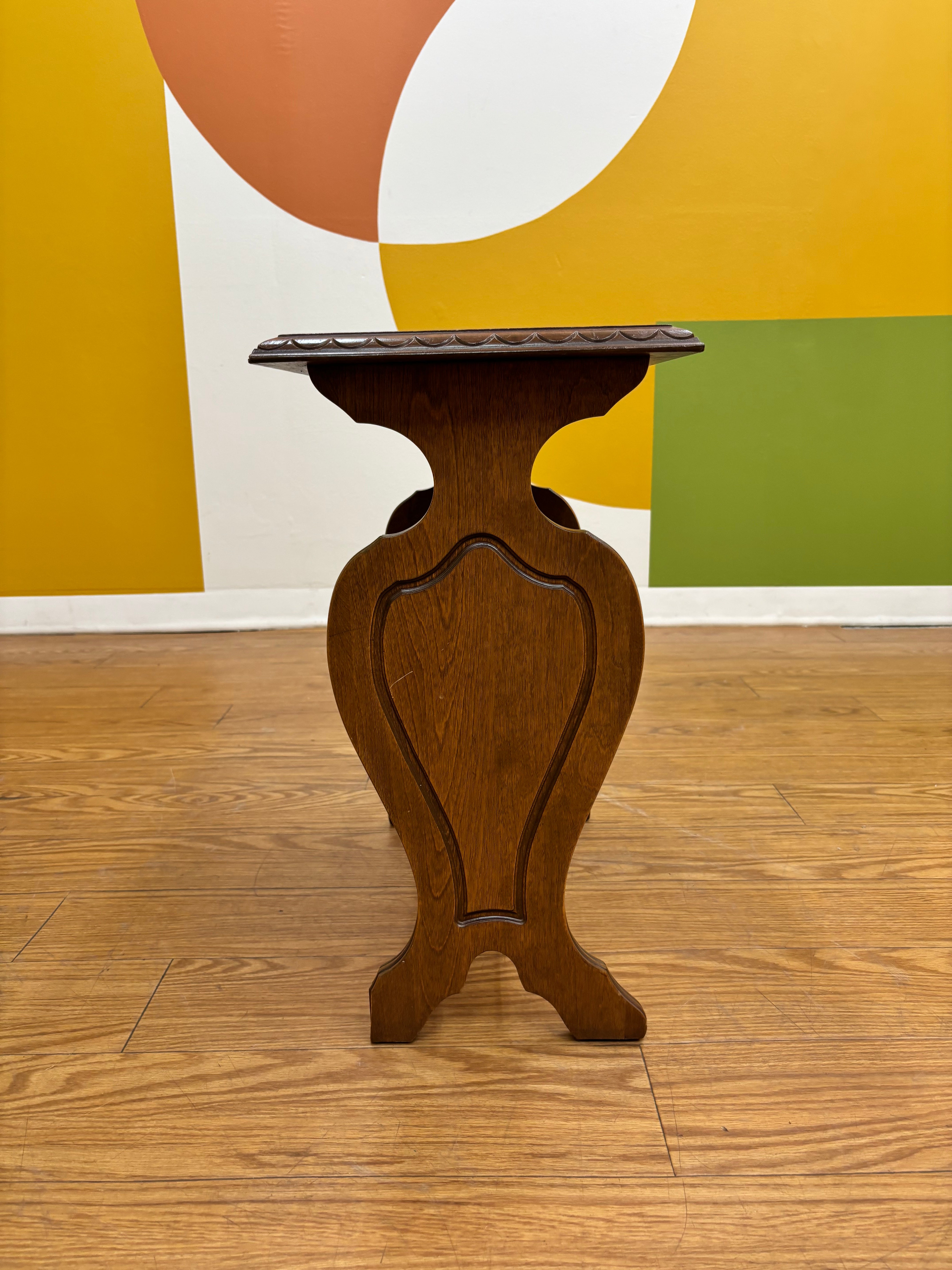Wood Side Table with Magazine Storage