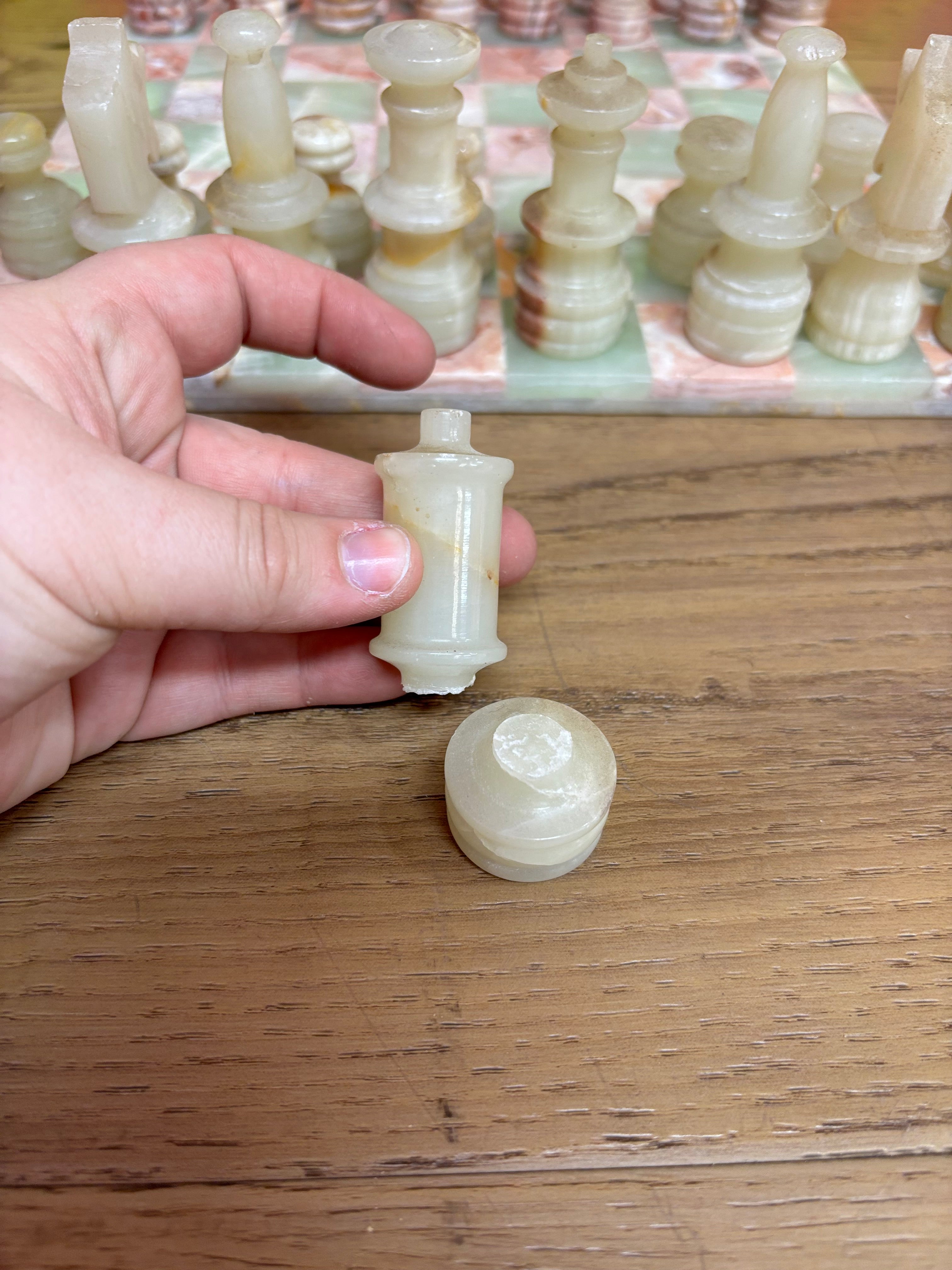 Pink & Green Marble Chess Set