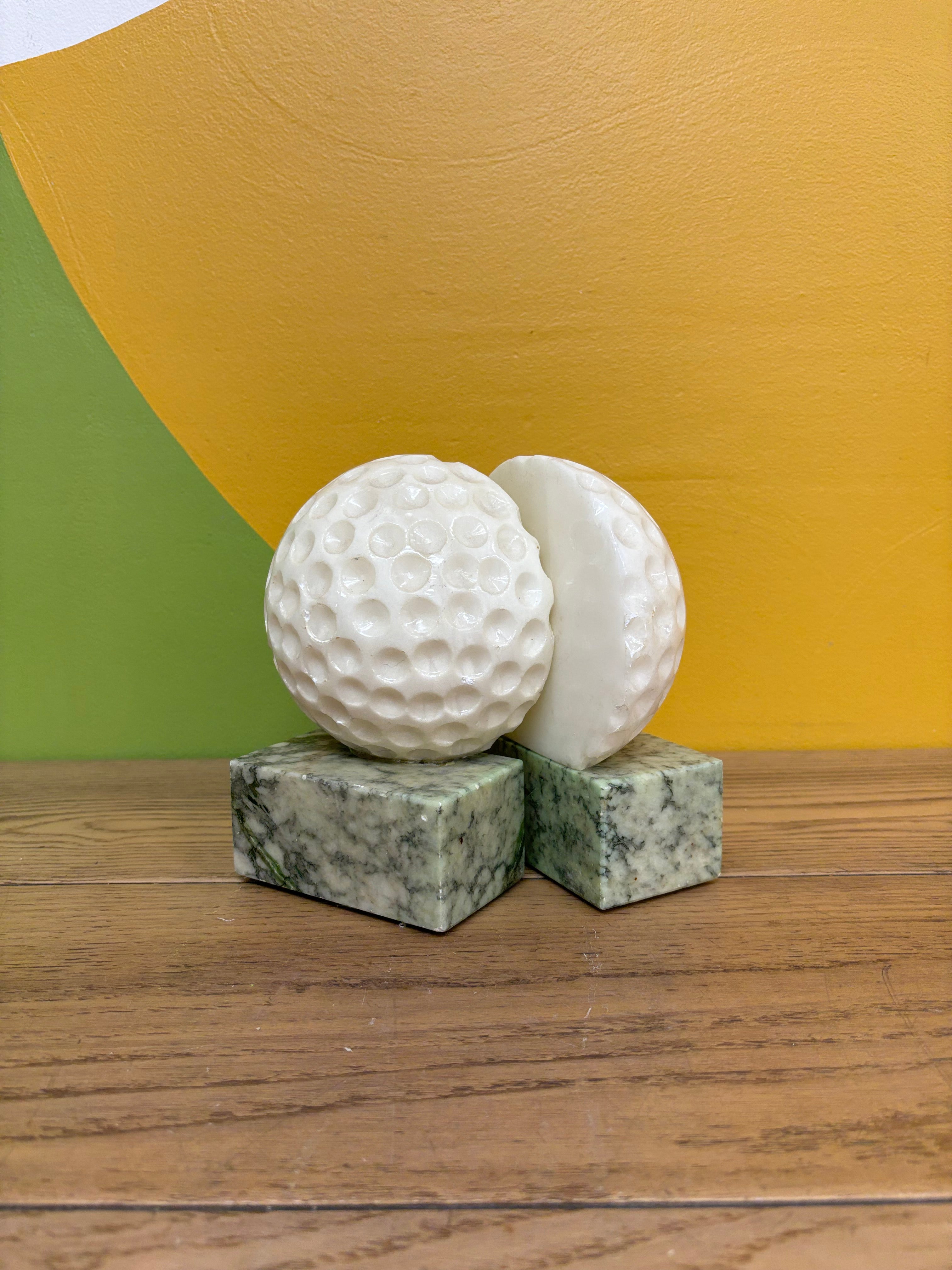 Alabaster Golf Ball Bookends