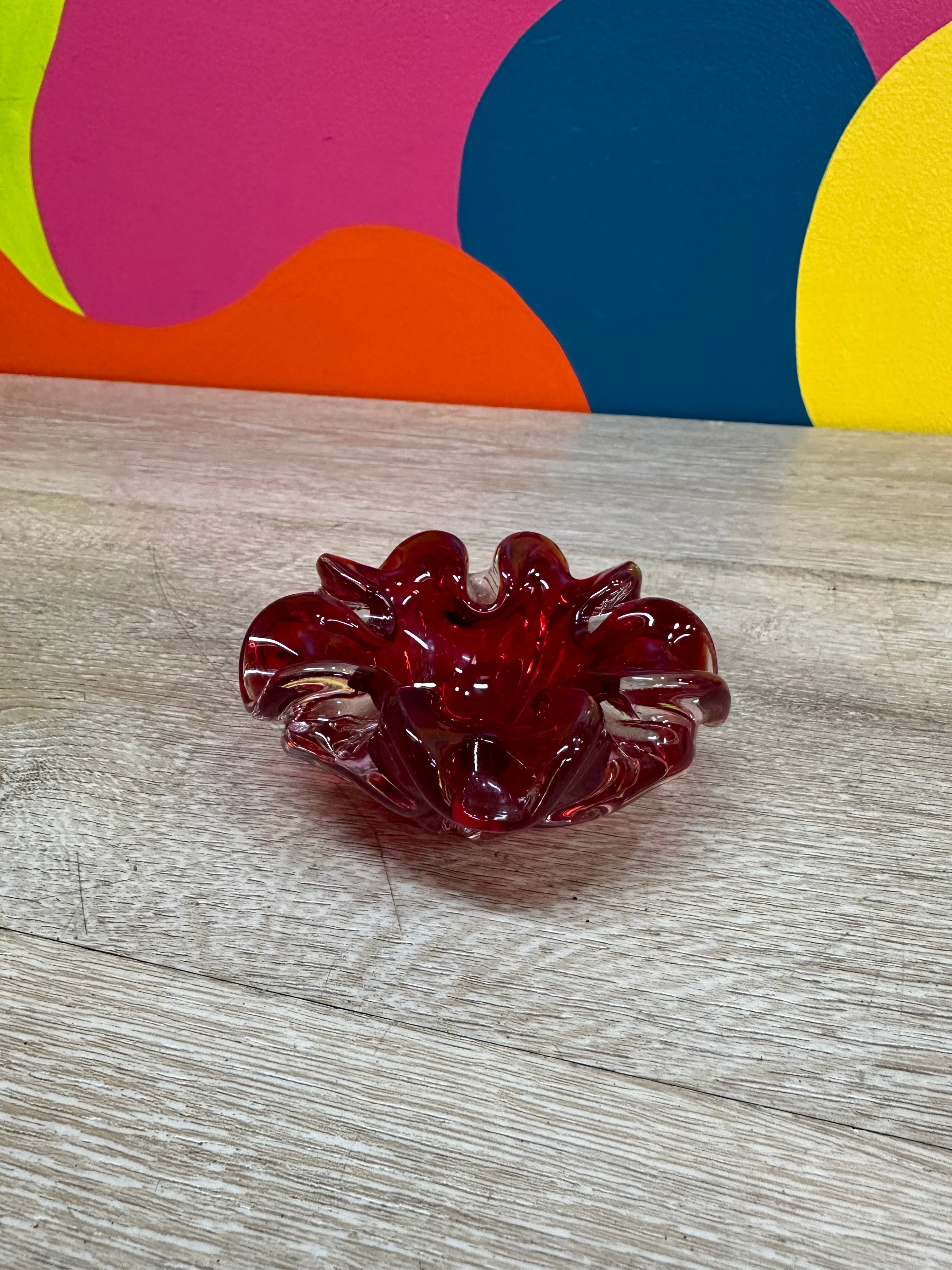 Small Red Ruby Glass Dish