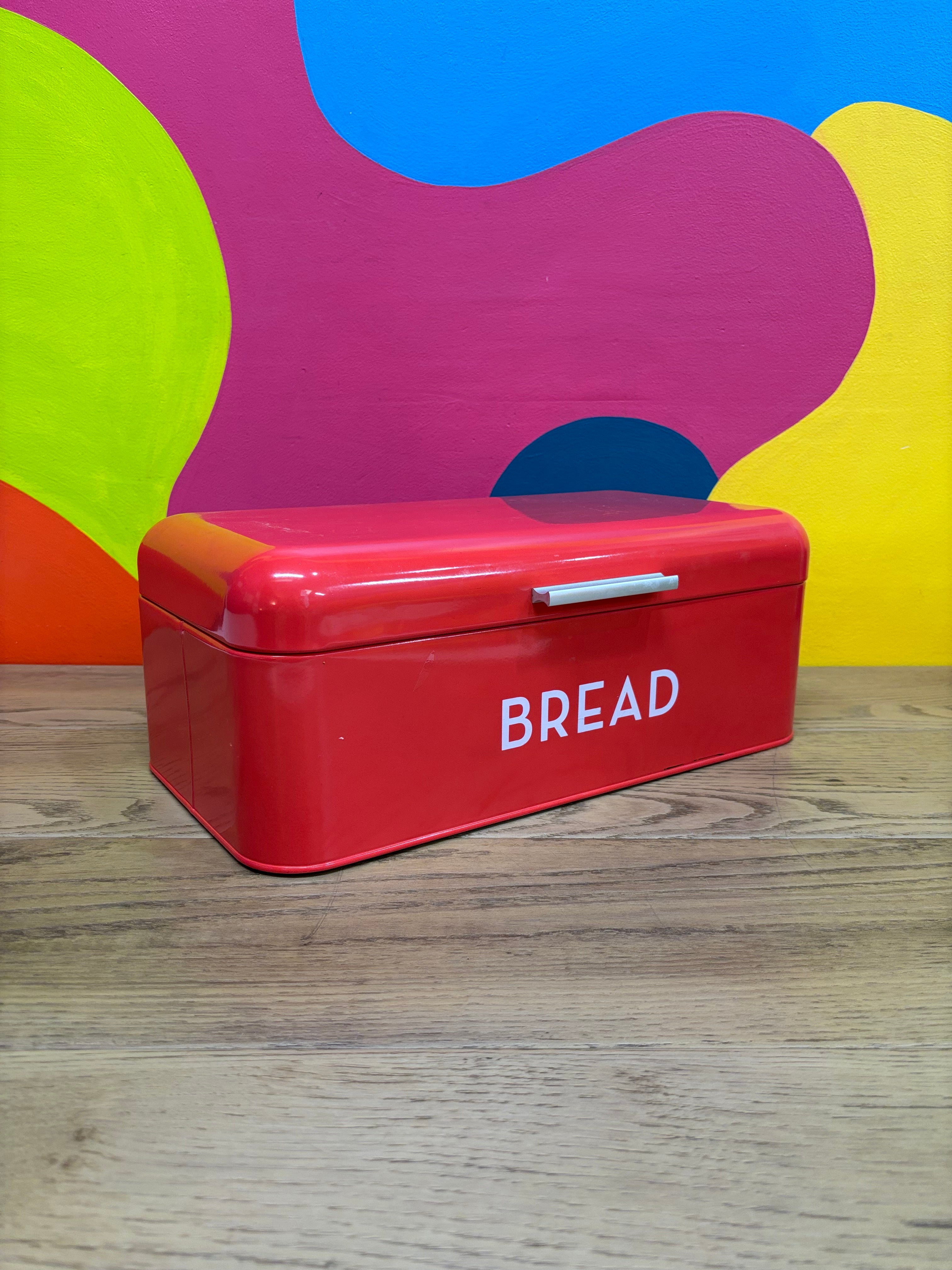 Red Metal Bread Bin