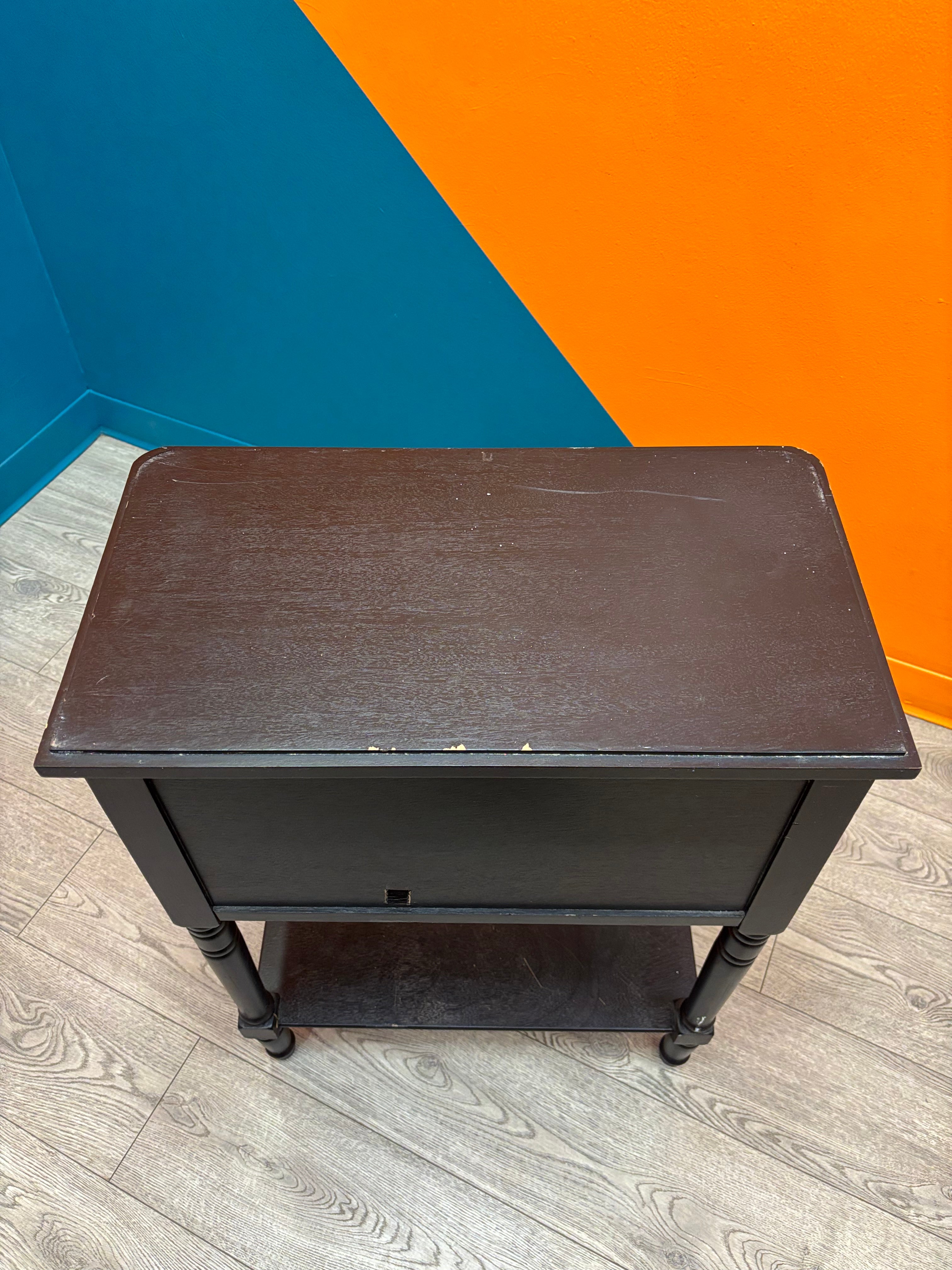 Black Three Drawer End Table