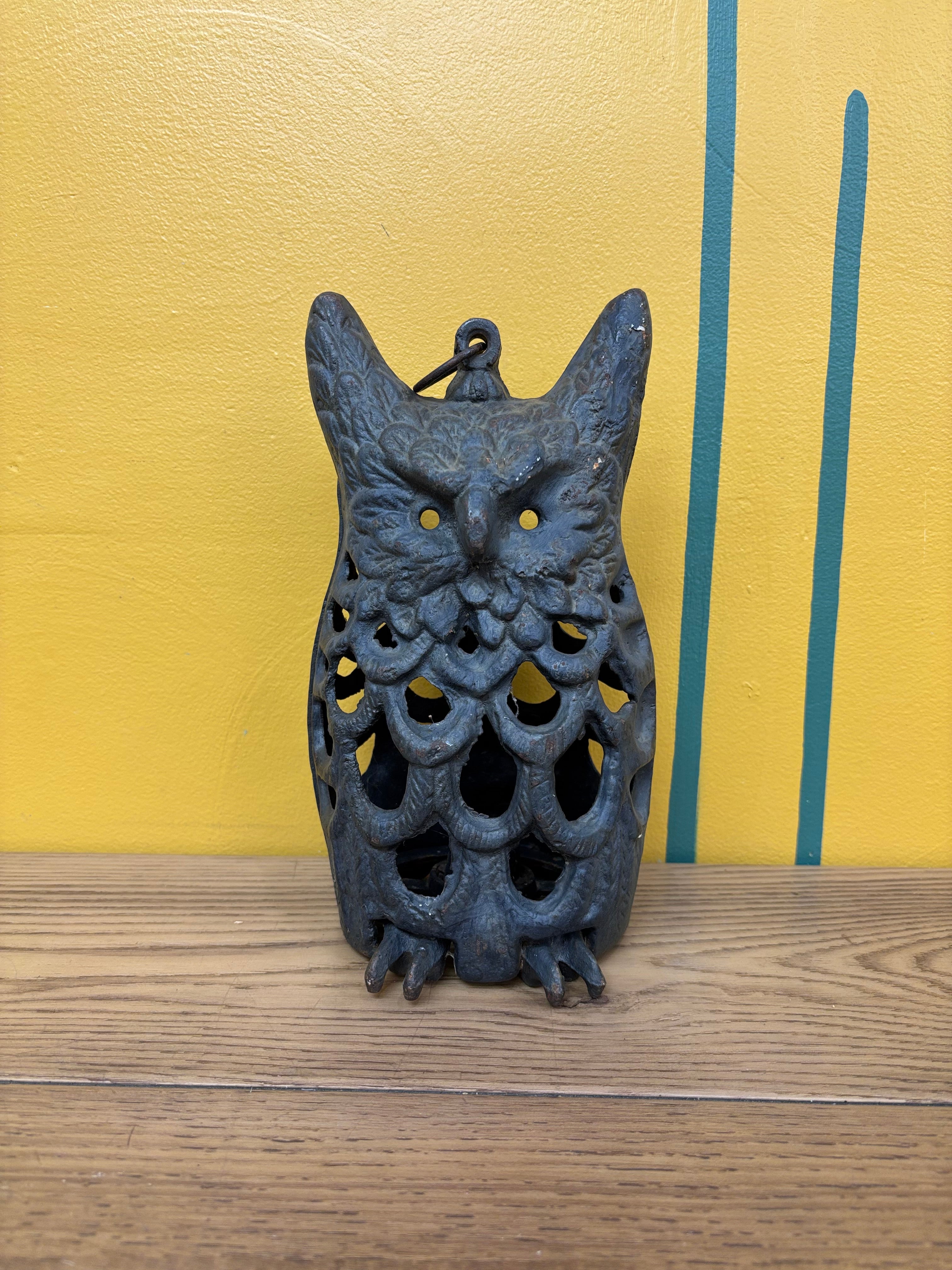 Cast Iron Owl Lantern Candle Holder