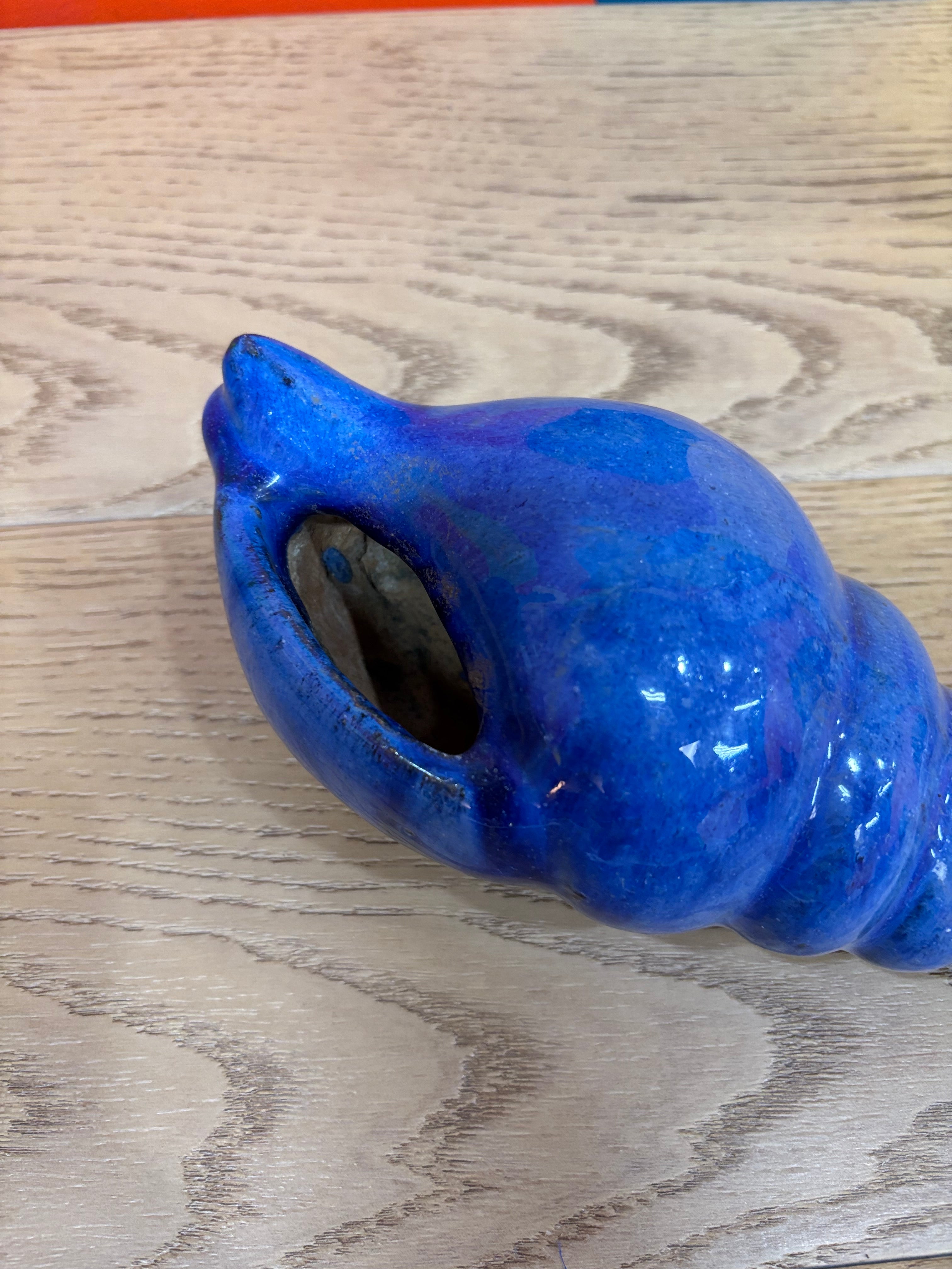 Blue Ceramic Shell Figurine