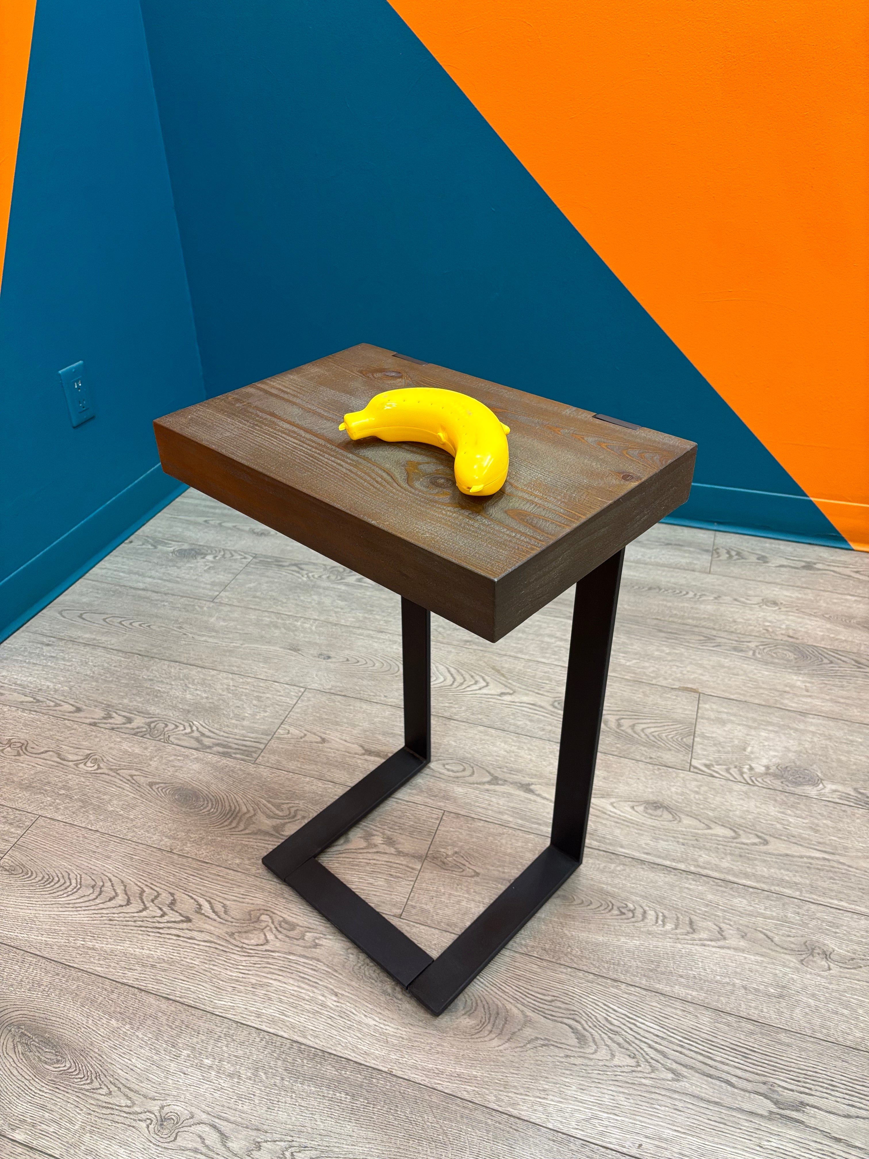 Wood C-Shaped Side Table