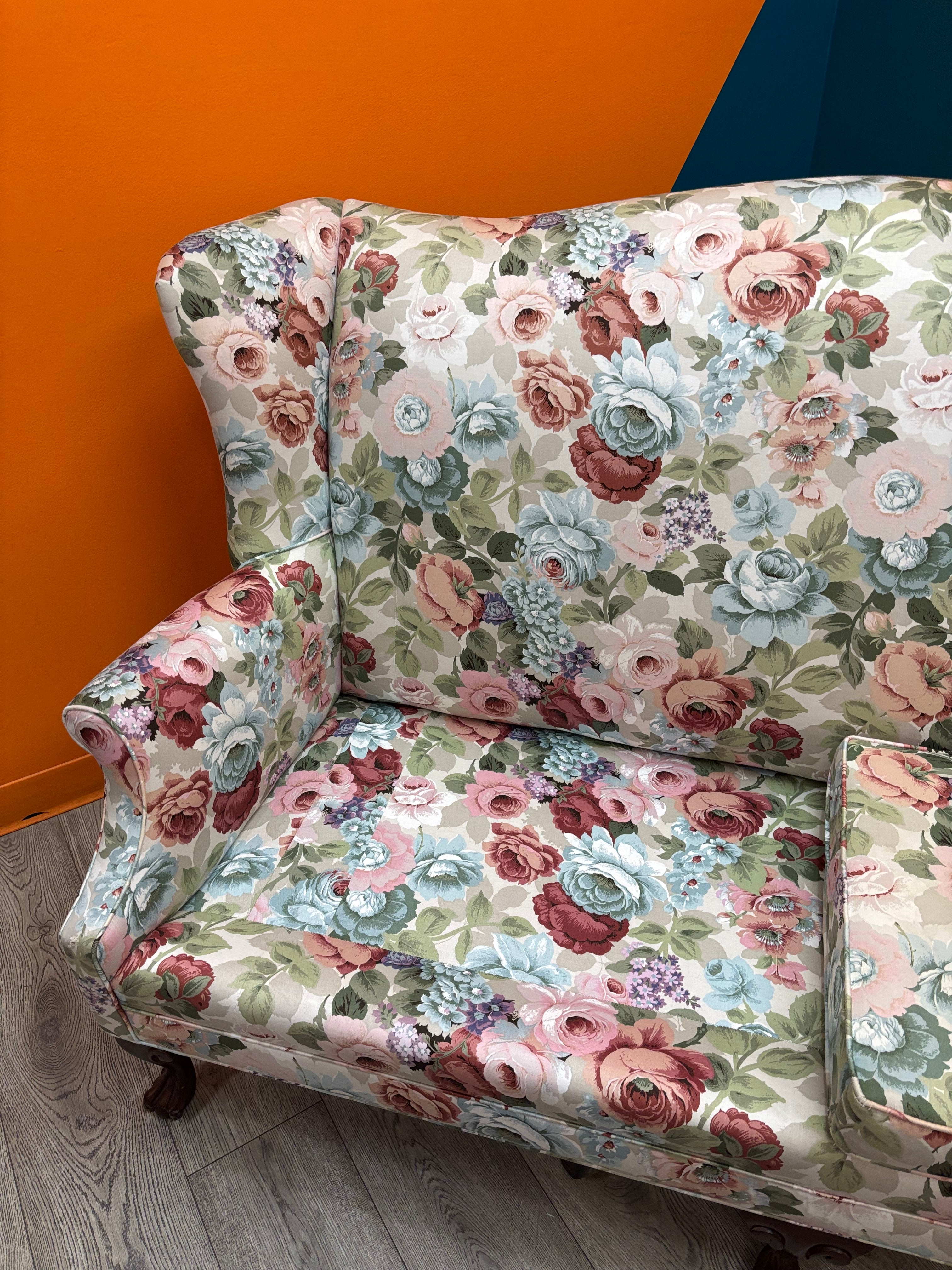Floral Wingback Loveseat