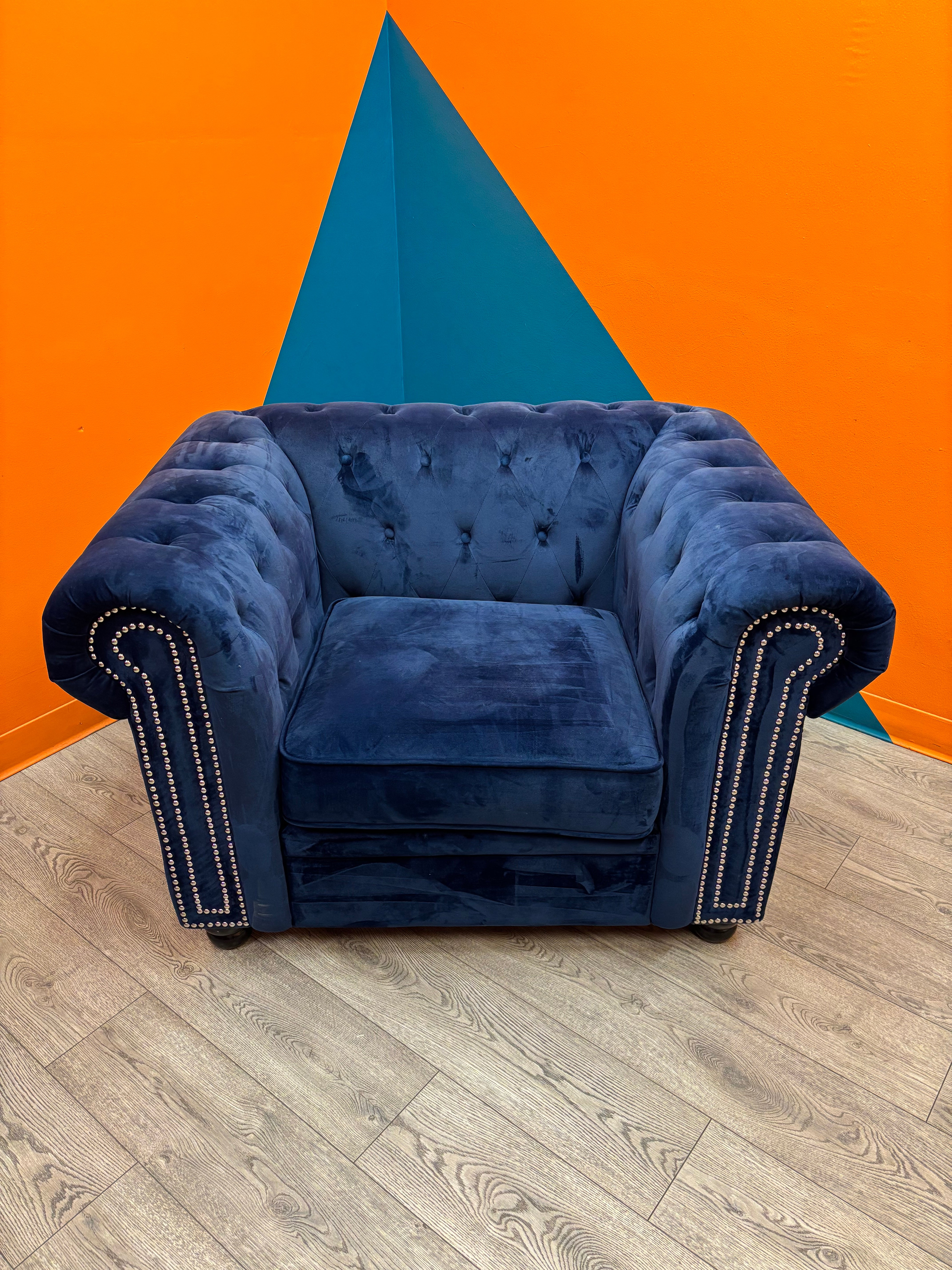 Royal Blue Velvet Armchair