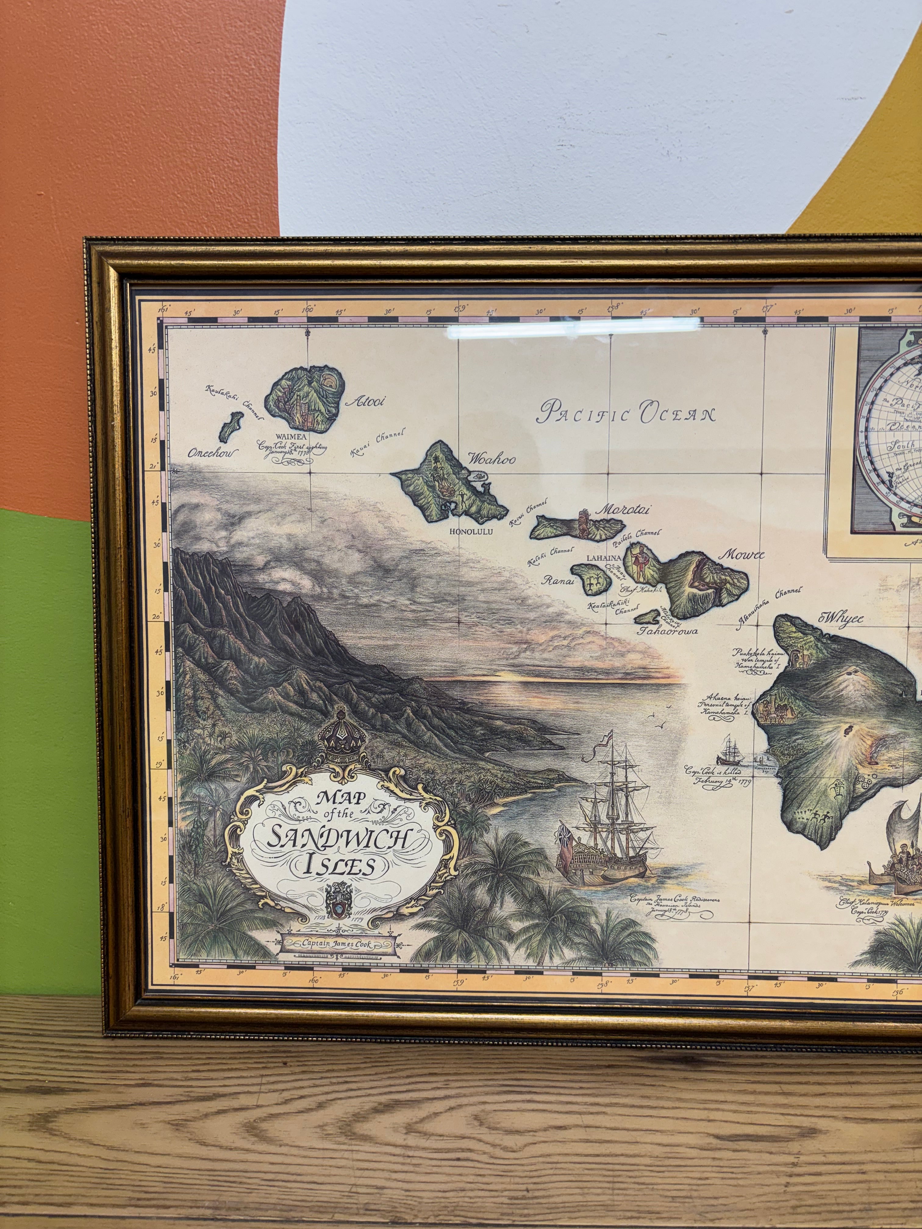 Framed Map of the Sandwich Isles