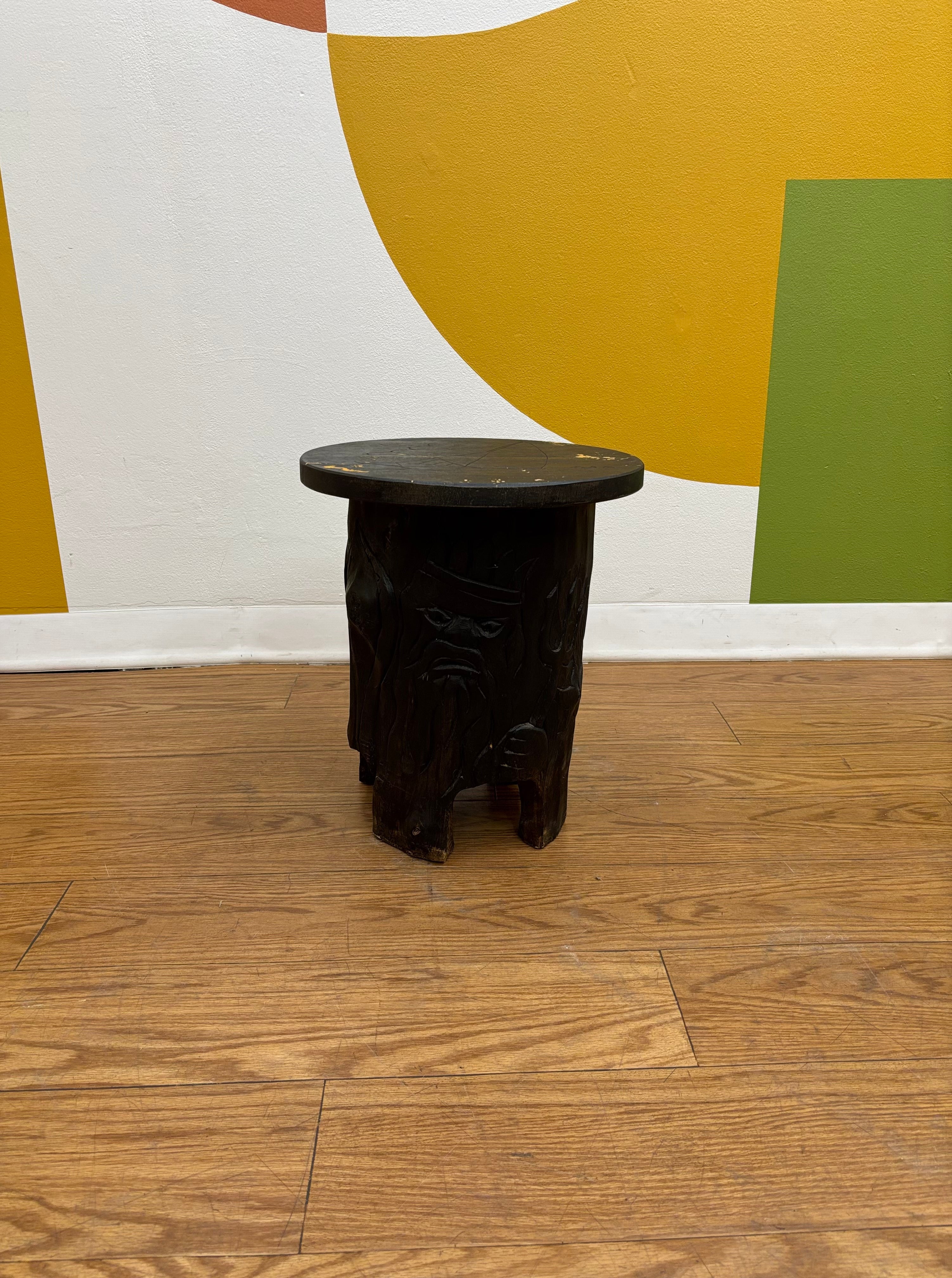 Carved Wood End Table