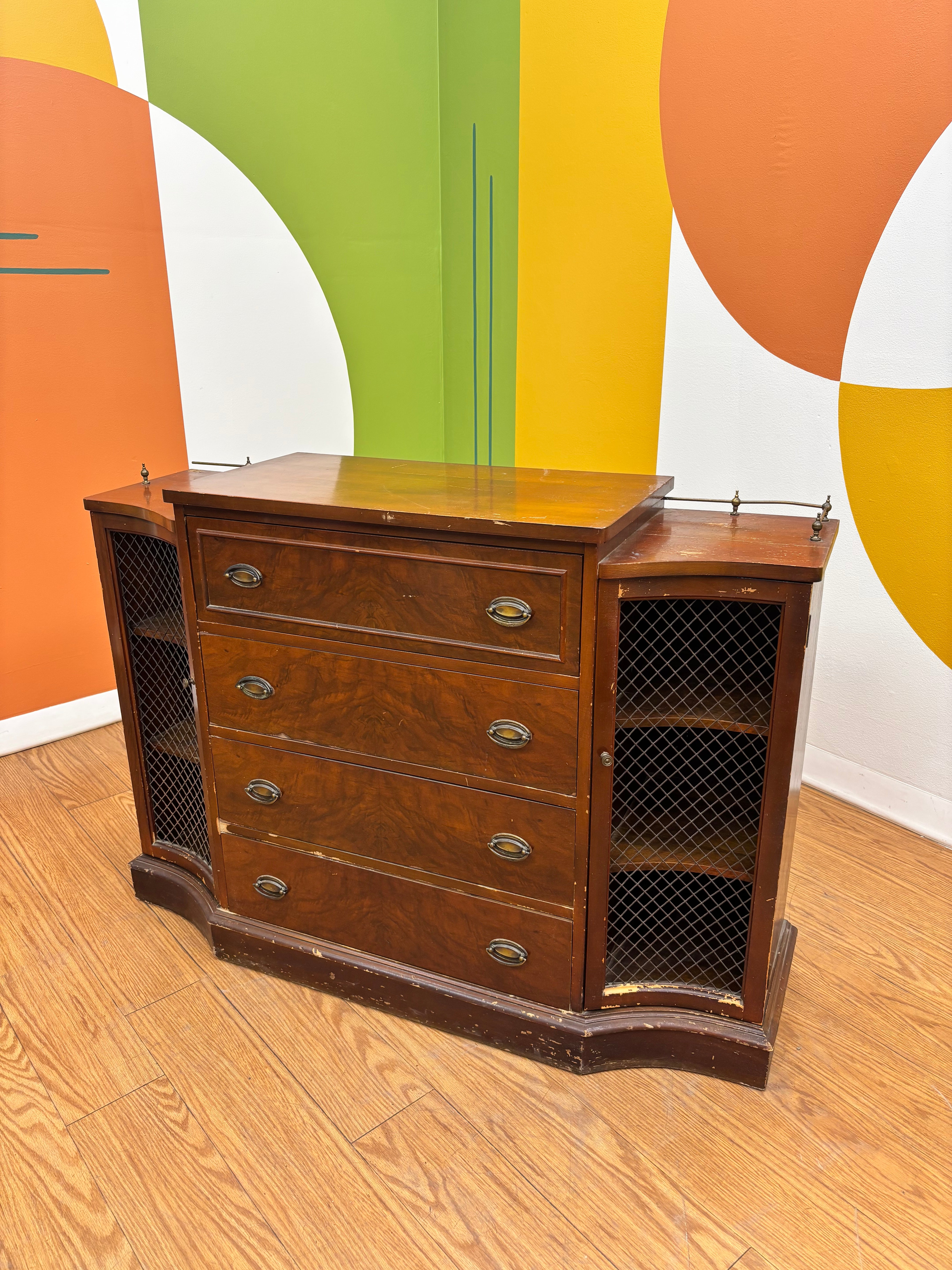 Wood Cabinet with Drop Down Drawer