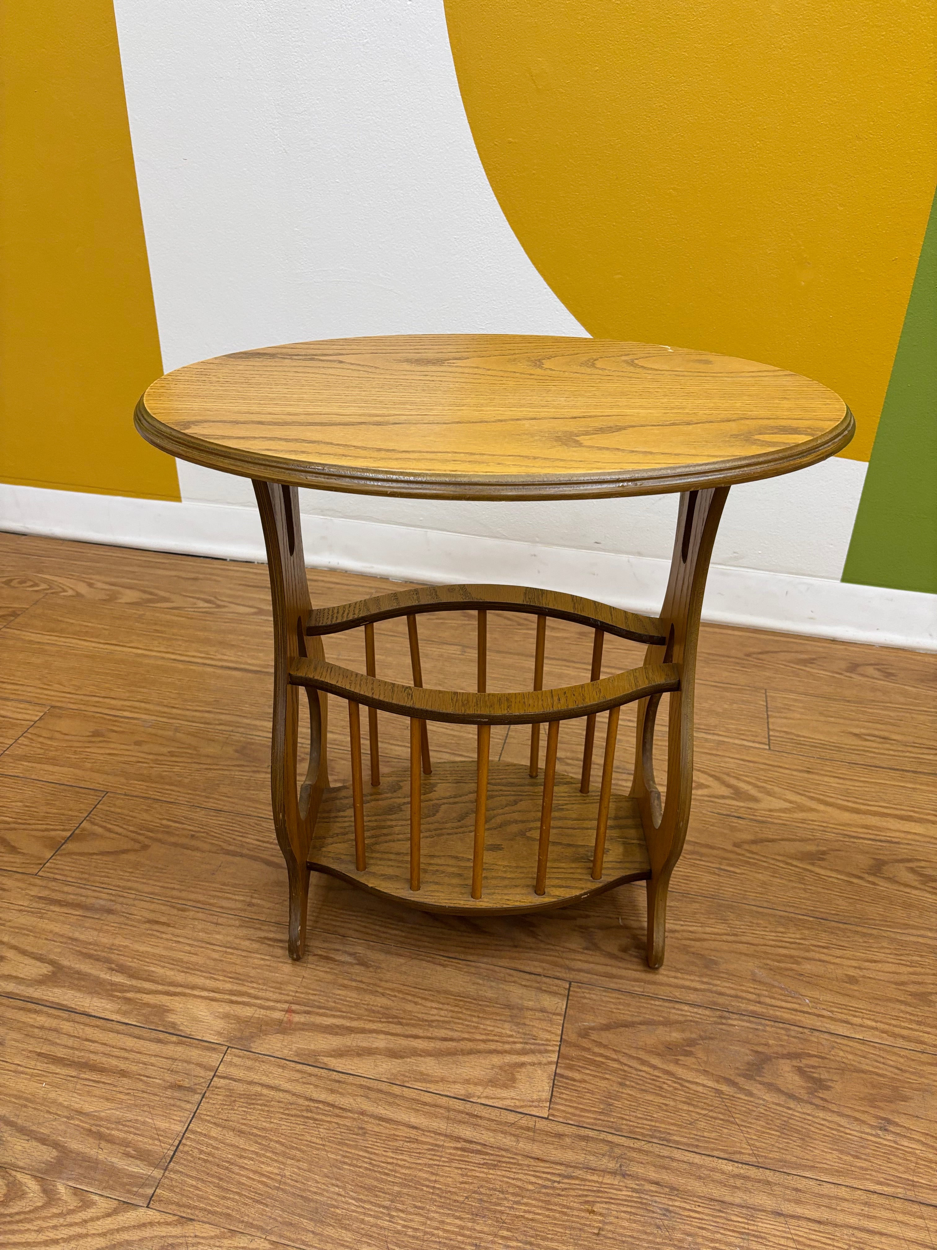 Wood End Table with Bottom Storage