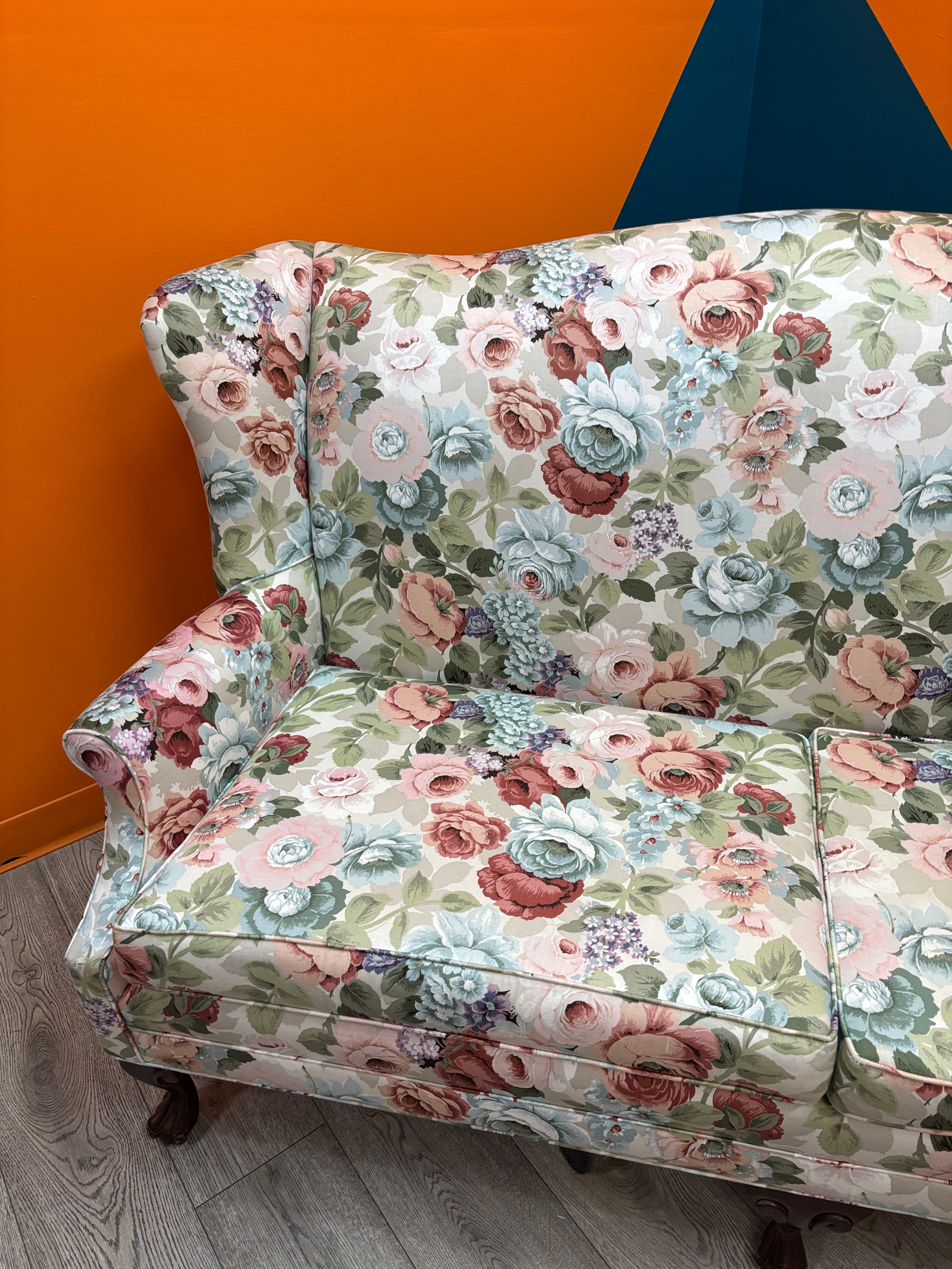 Floral Wingback Loveseat
