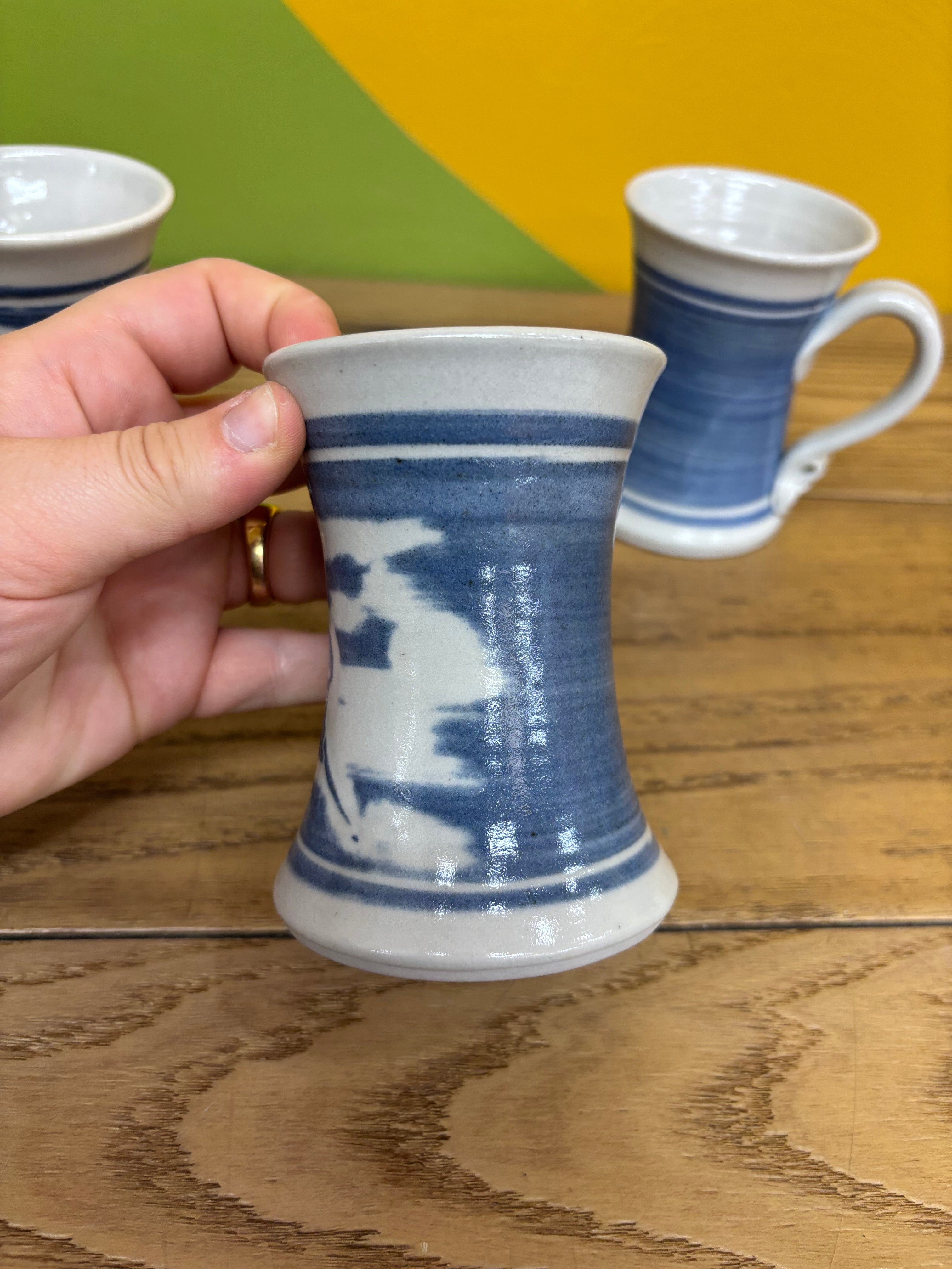 (4) Blue & White Mugs