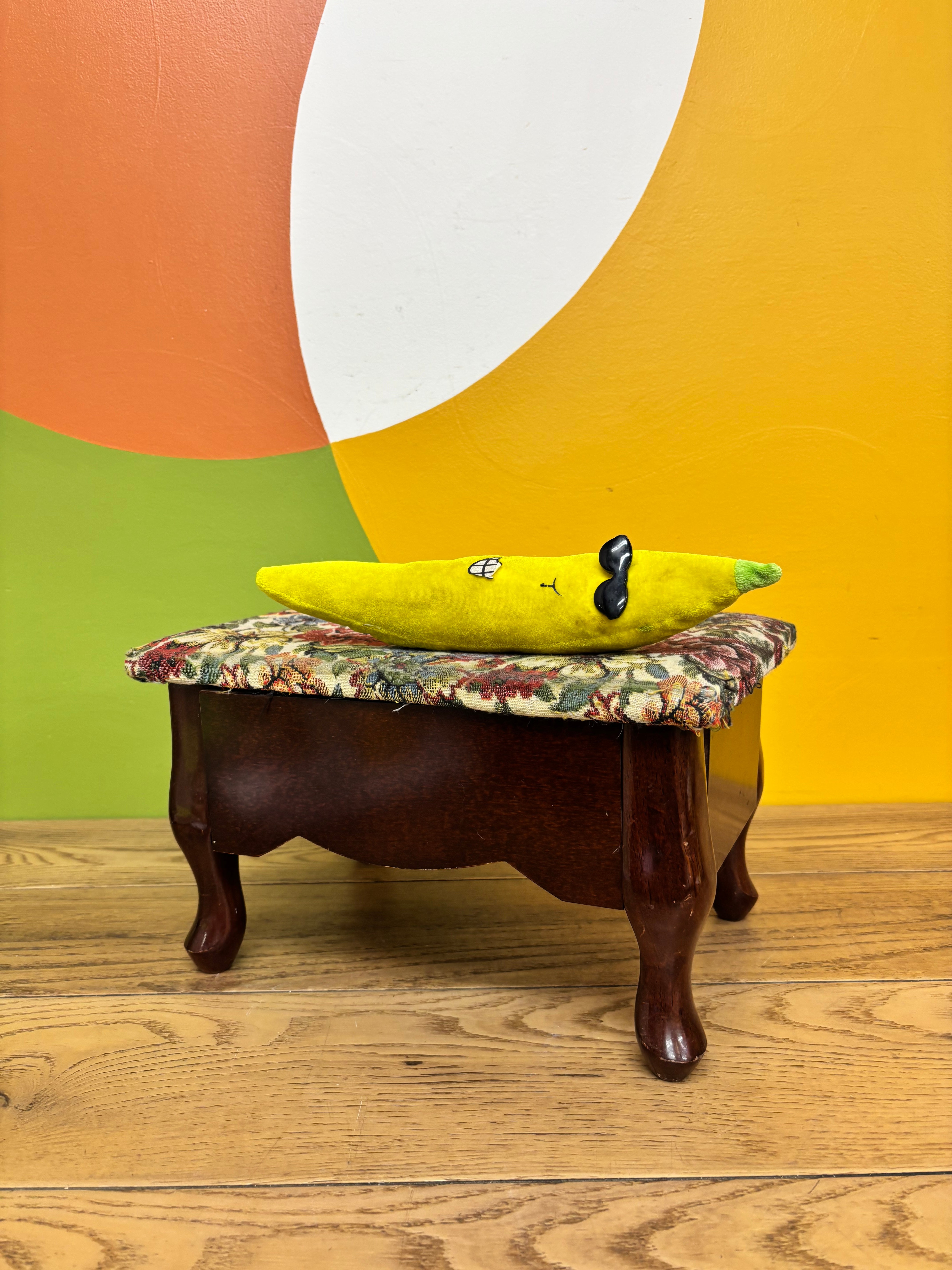 Small Floral Storage Ottoman
