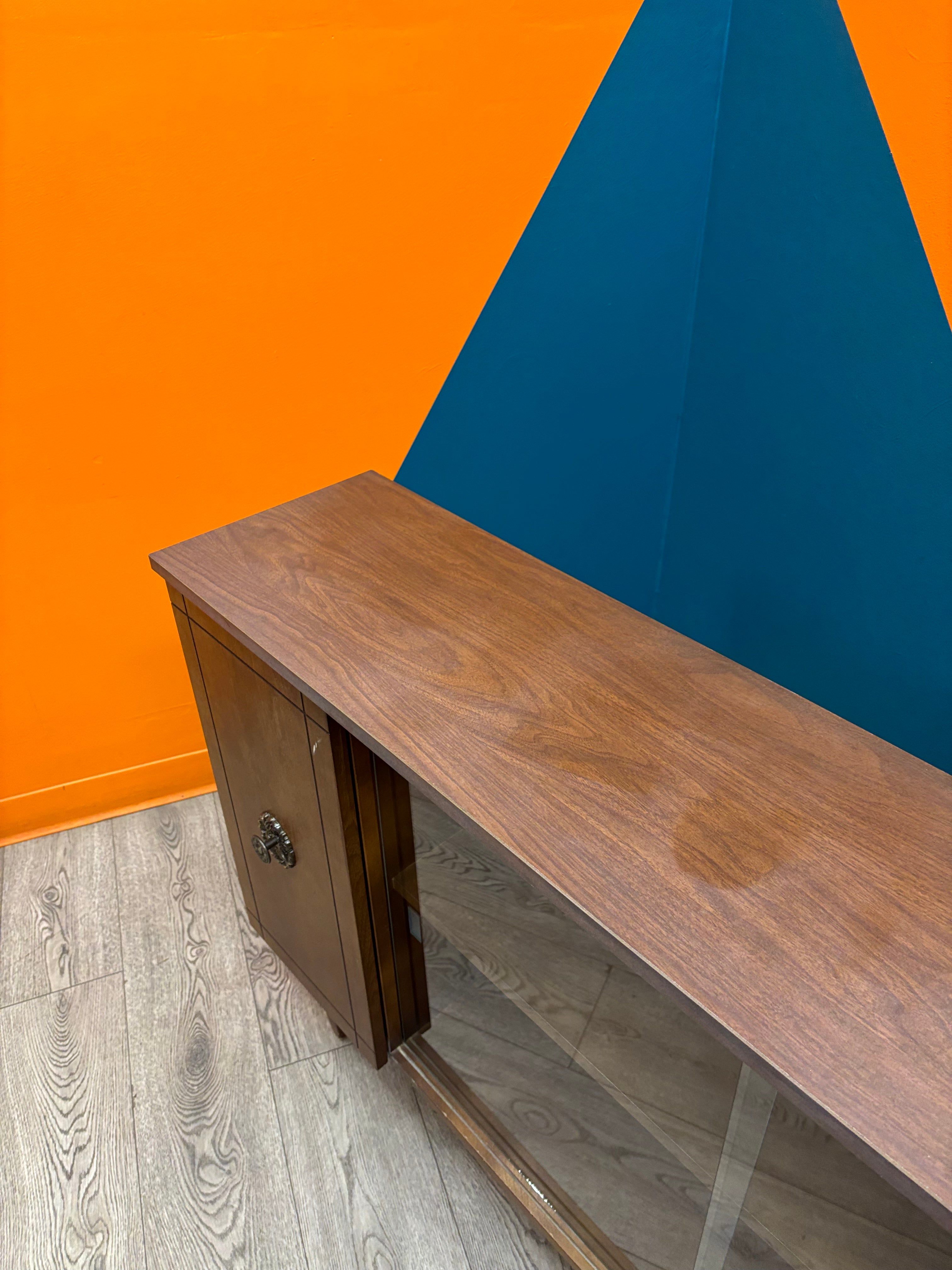 Wood Cabinet with Glass Doors