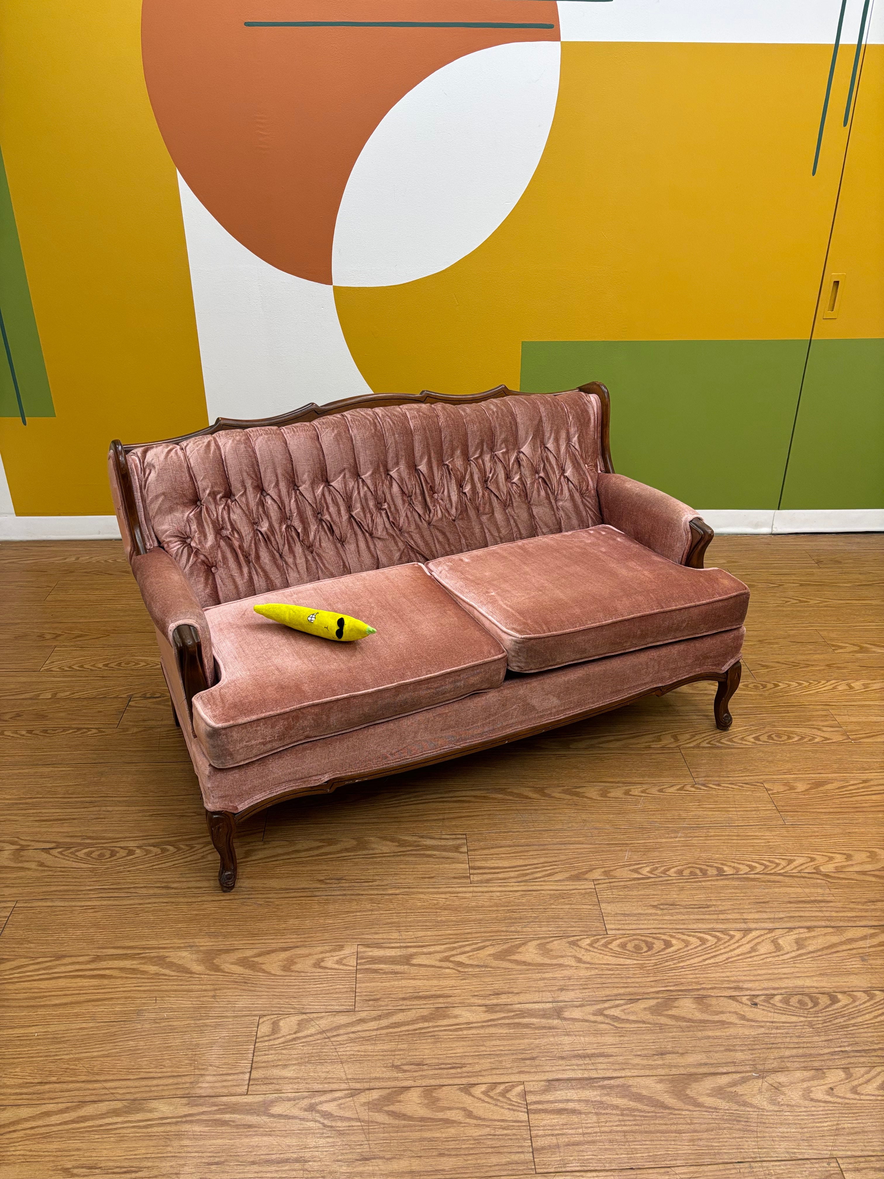 Tufted Pink Loveseat