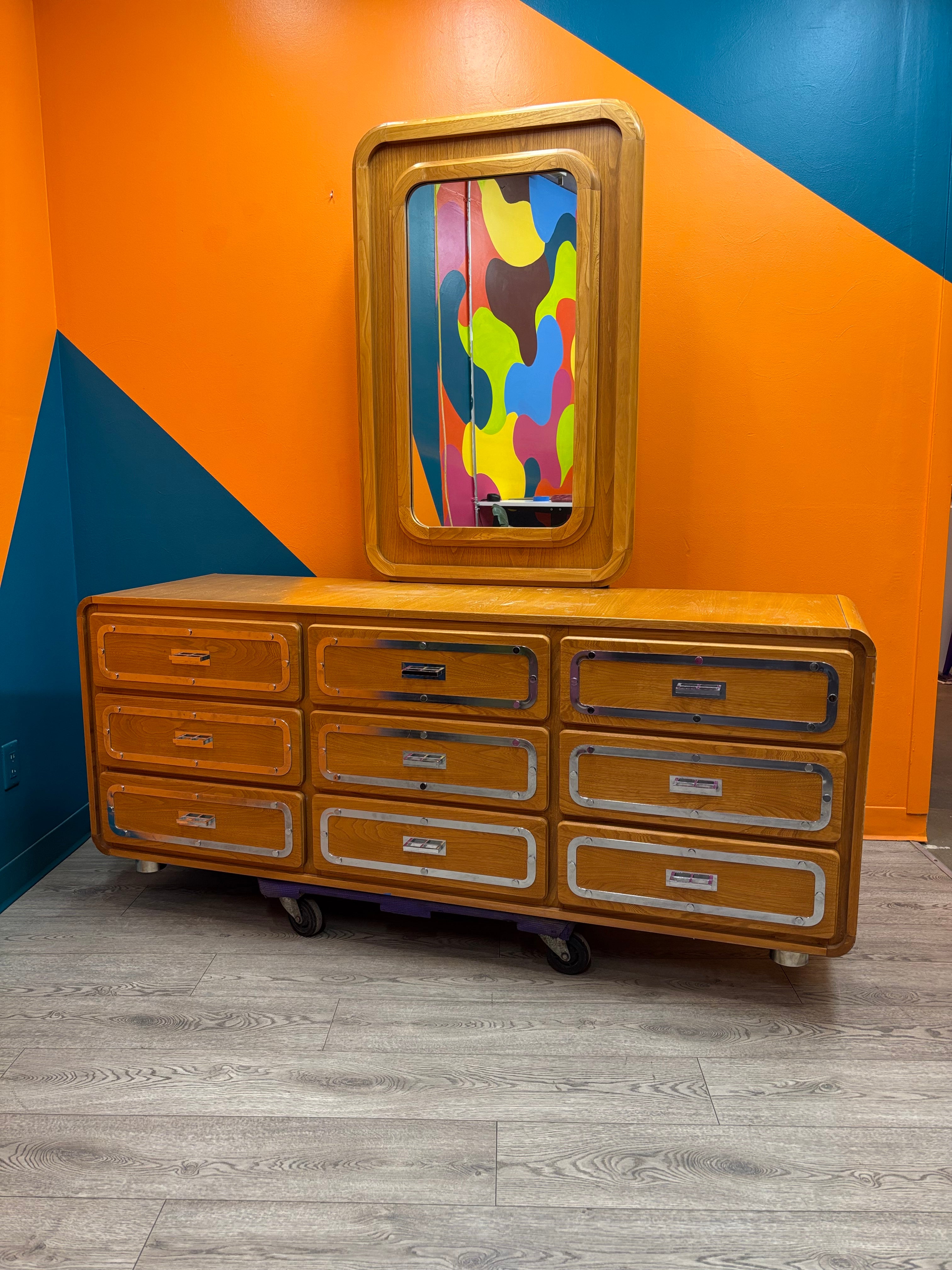 Large 9 Drawer Dresser with Mirror