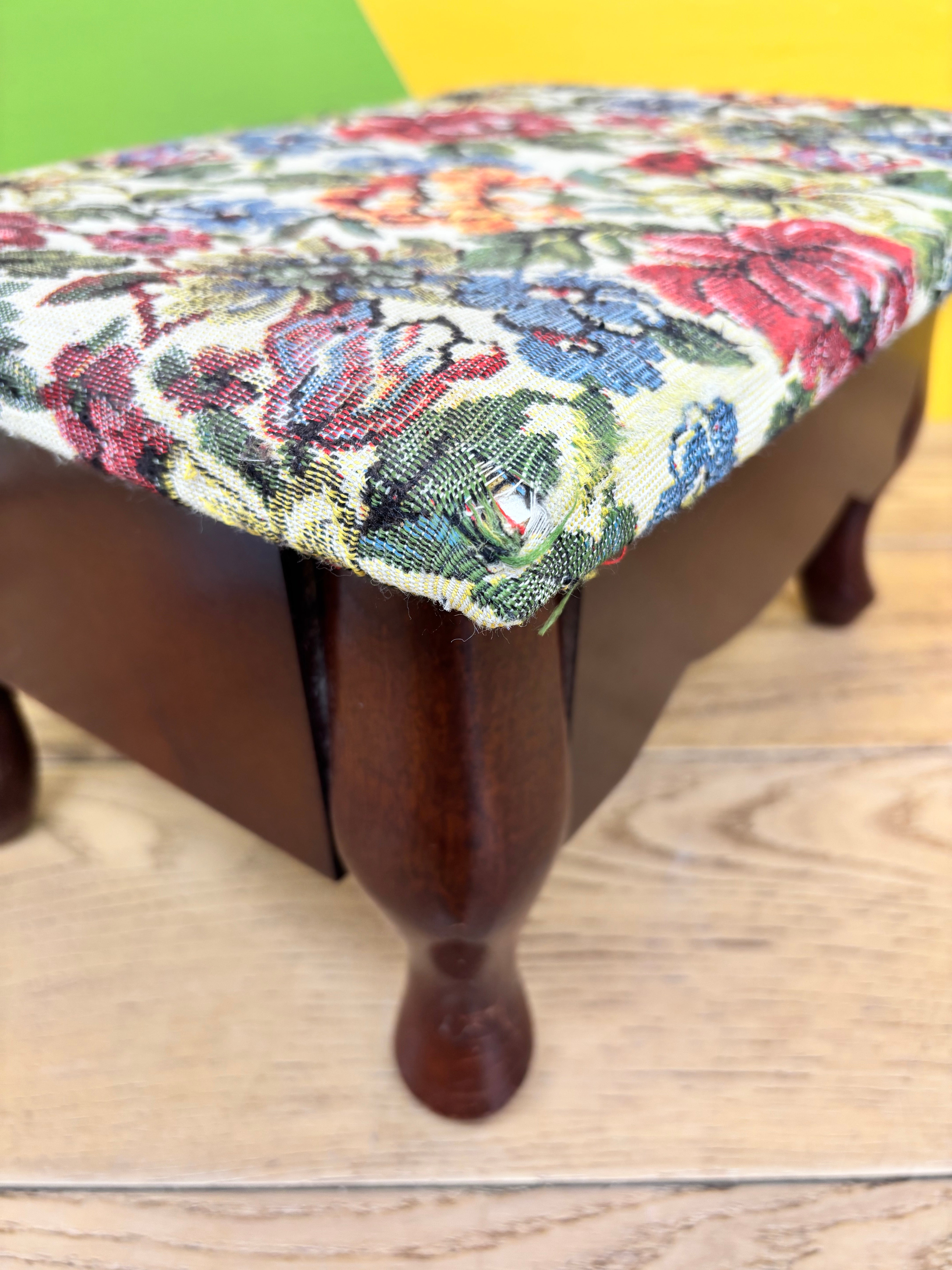 Small Floral Storage Ottoman