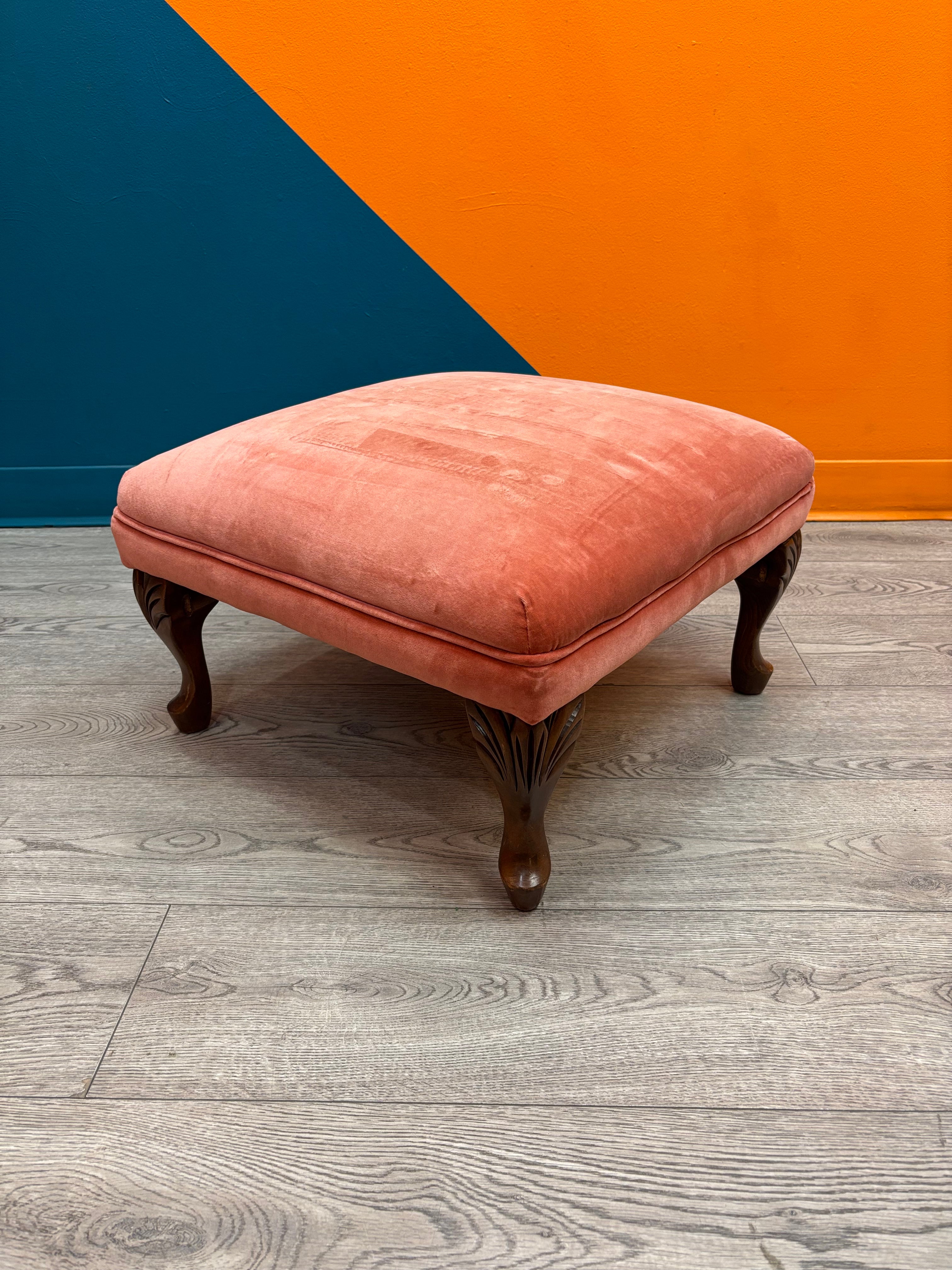 Pink Velvet Foot Stool